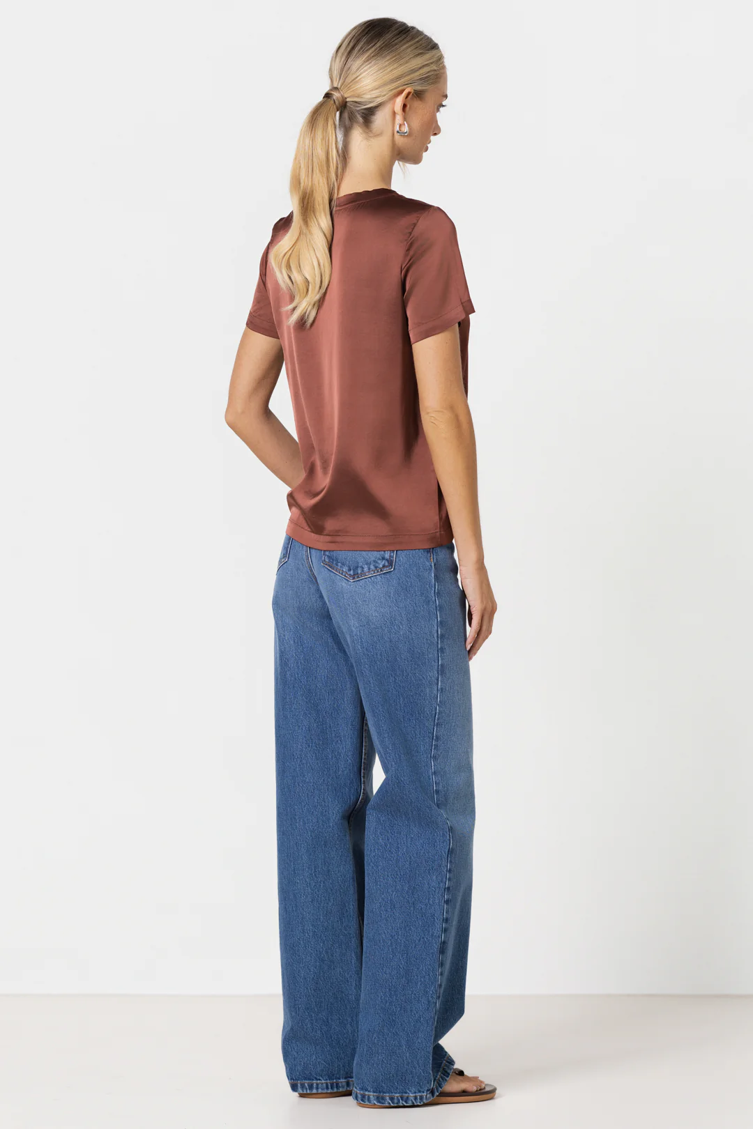 Matilda Satin T-Shirt | Auburn - Image 2