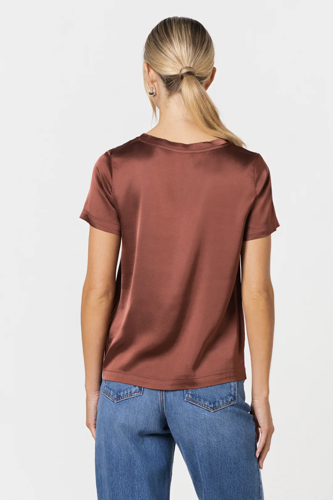 Matilda Satin T-Shirt | Auburn - Image 4