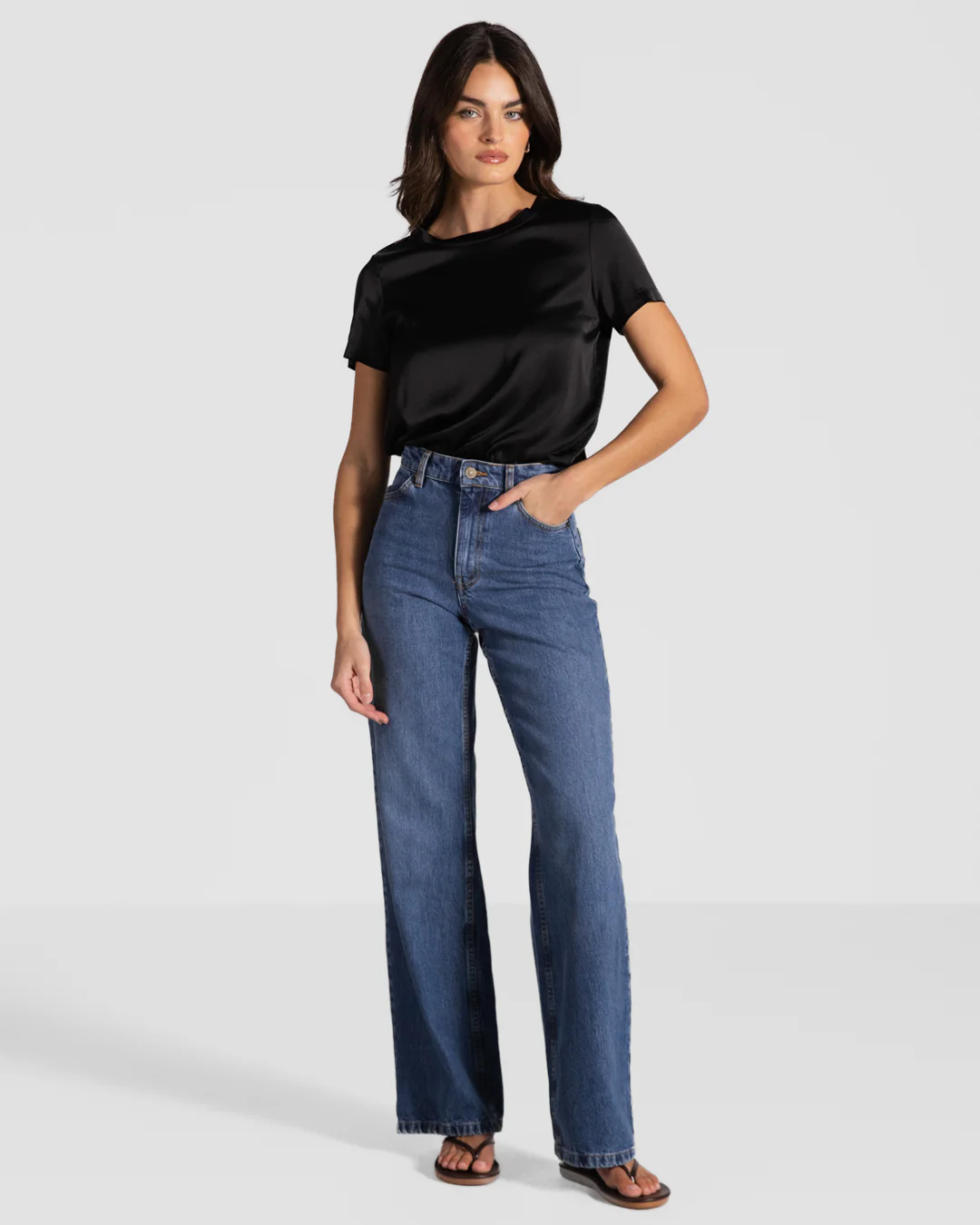 Matilda Satin T-Shirt | Black | - Image 5