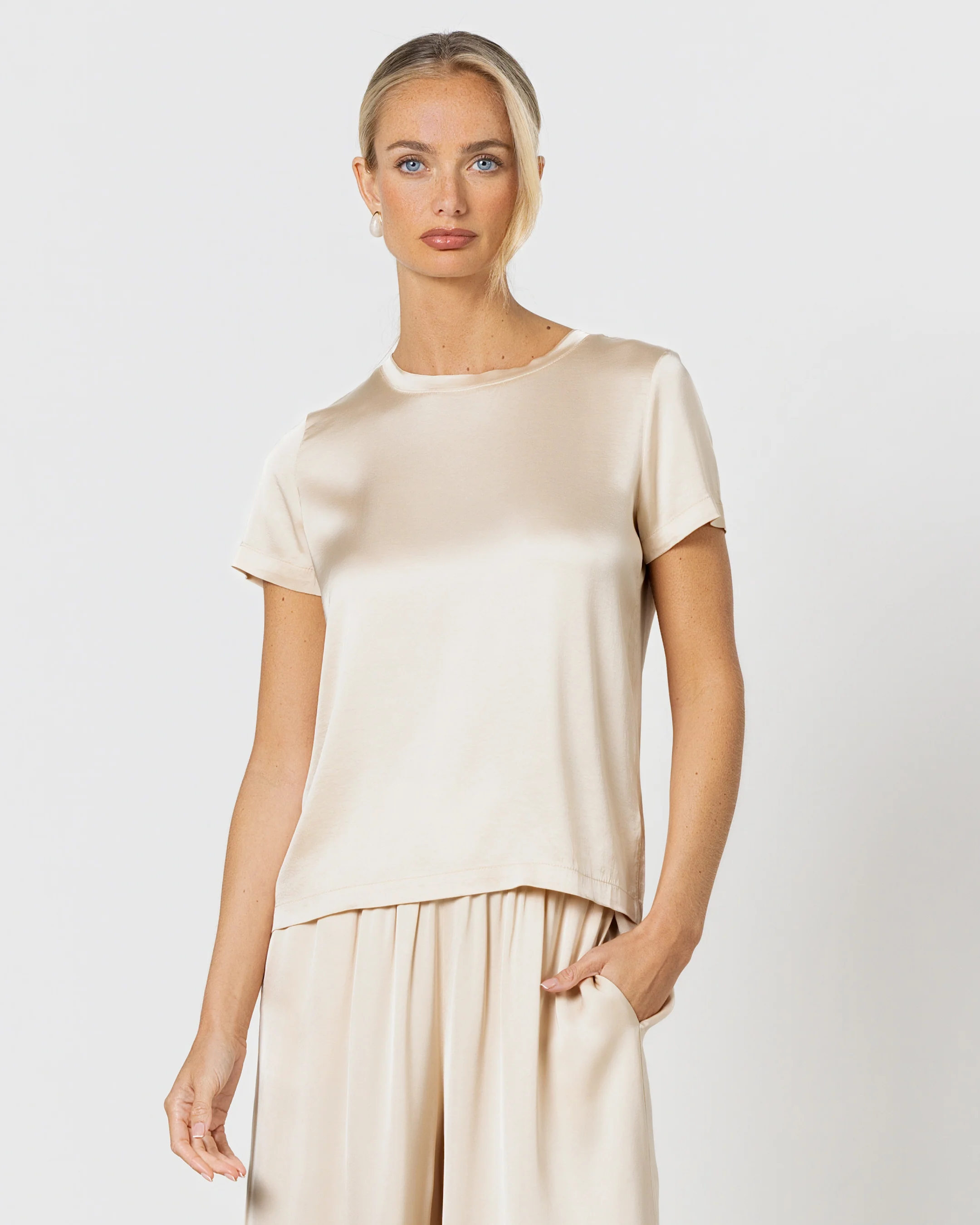 Matilda Satin T-Shirt | Cream