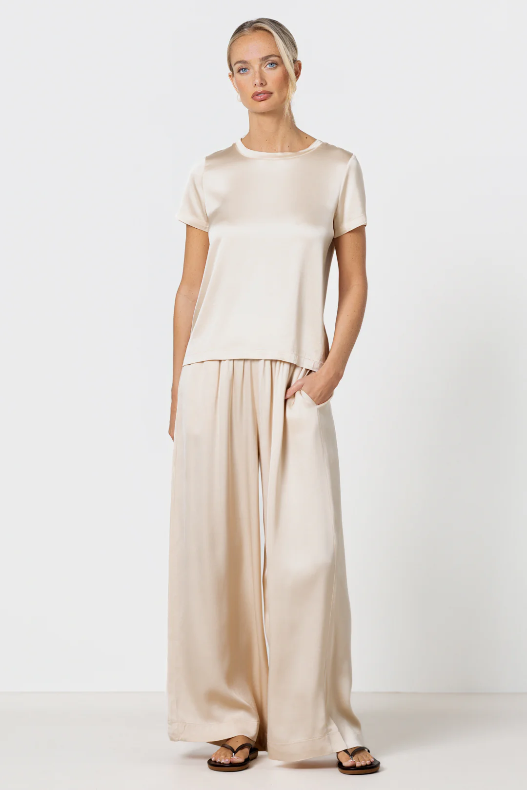 Matilda Satin T-Shirt | Cream - Image 2