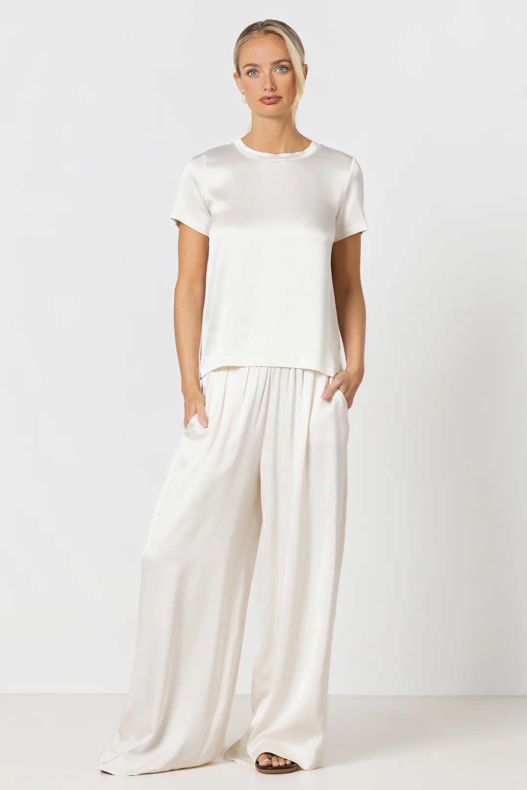 Matilda Satin T-Shirt | Ivory - Image 2