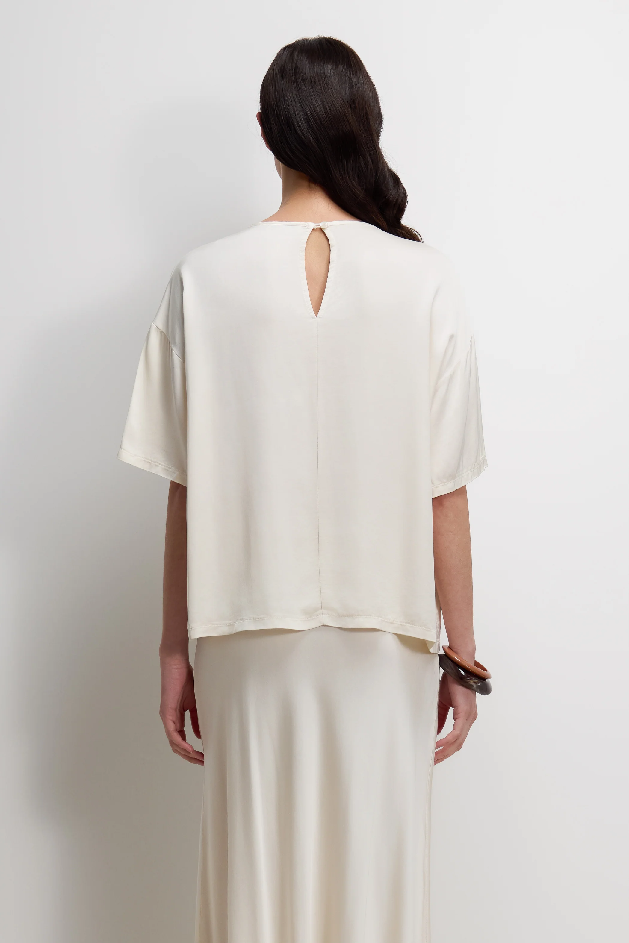 Mila Back Slit Satin Top | Ivory - Image 2