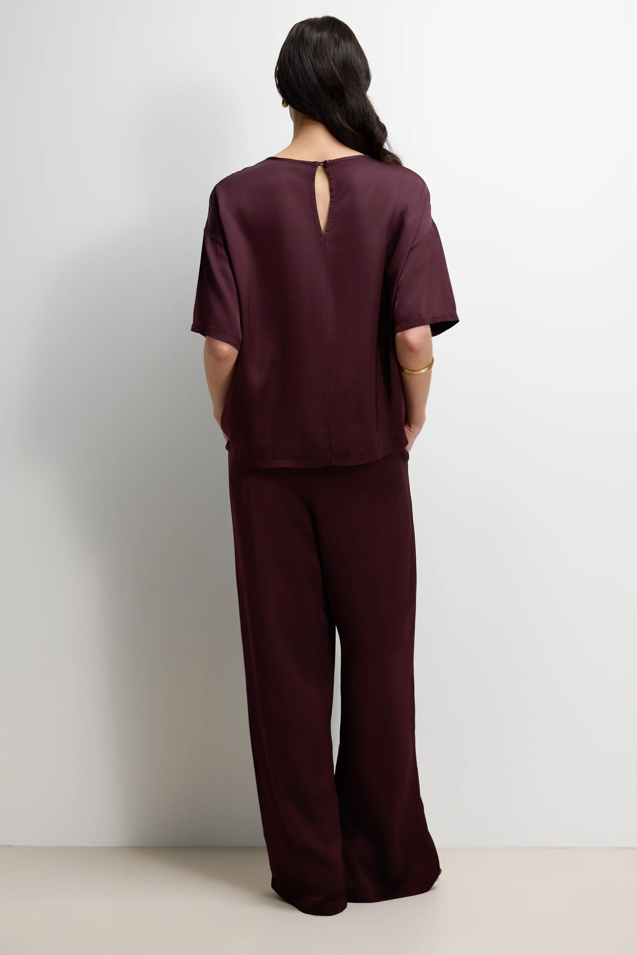 Mila Back Slit Satin Top | Amethyst Plum - Image 2