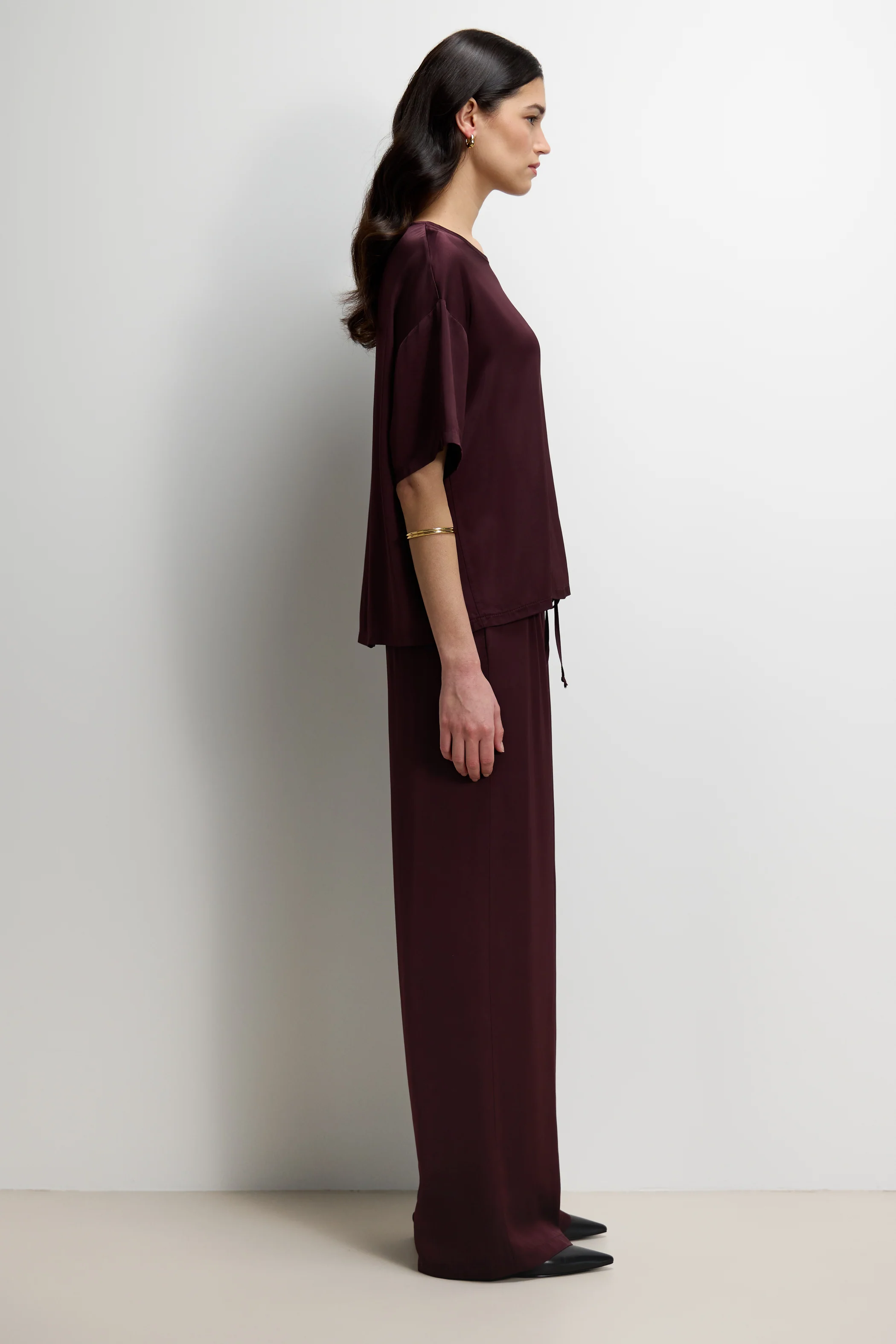 Mila Back Slit Satin Top | Amethyst Plum - Image 3
