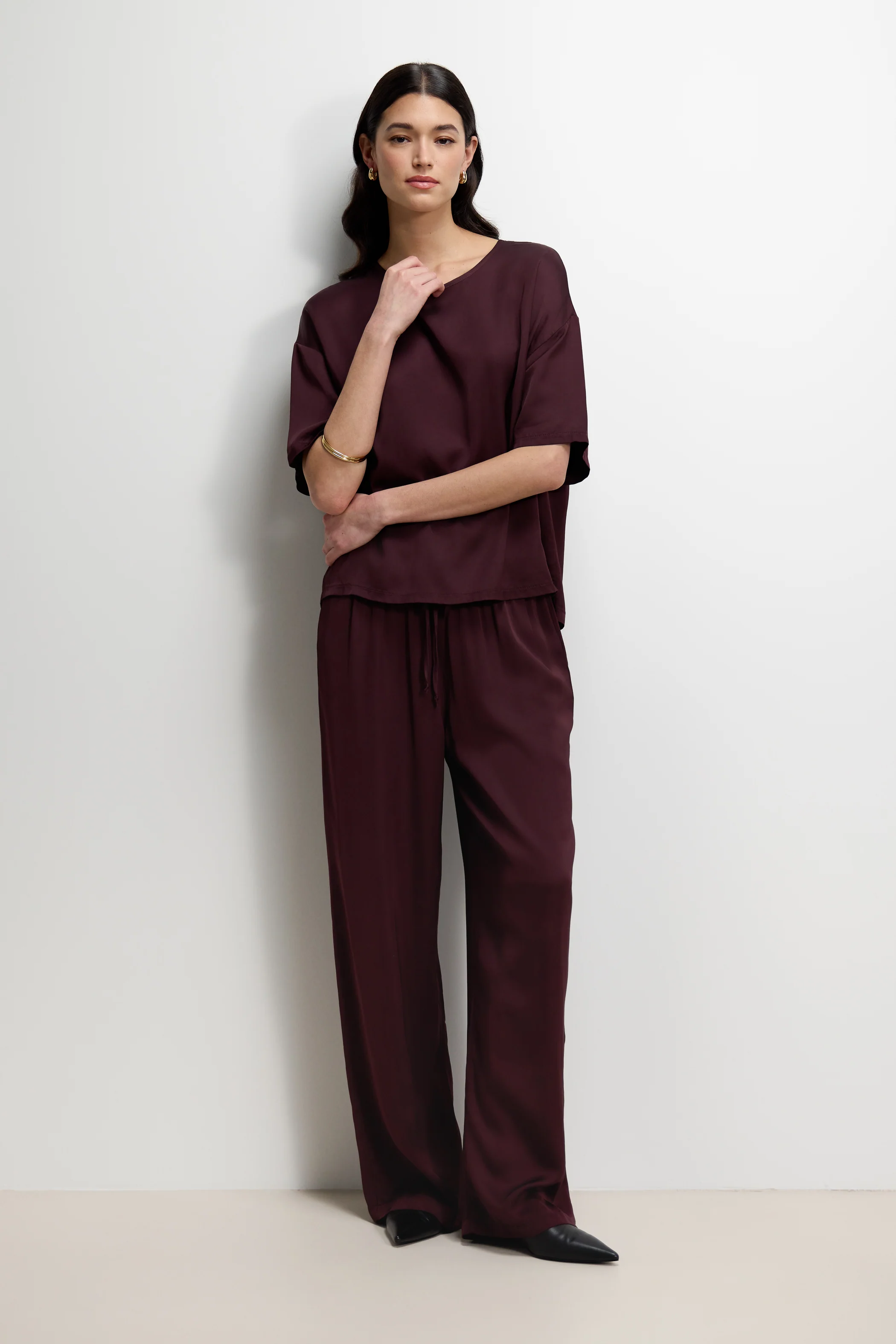 Mila Back Slit Satin Top | Amethyst Plum - Image 5