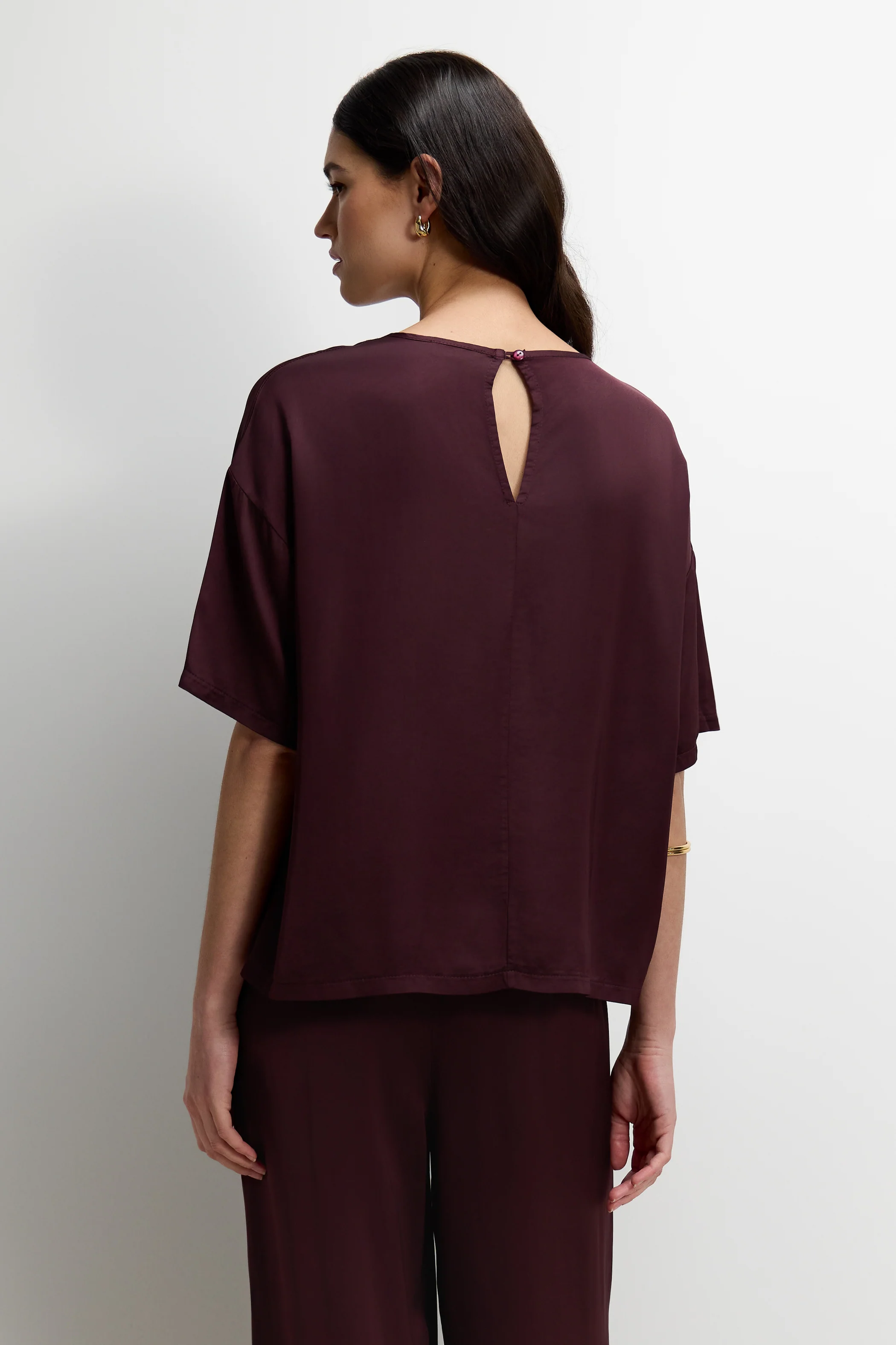 Mila Back Slit Satin Top | Amethyst Plum - Image 7
