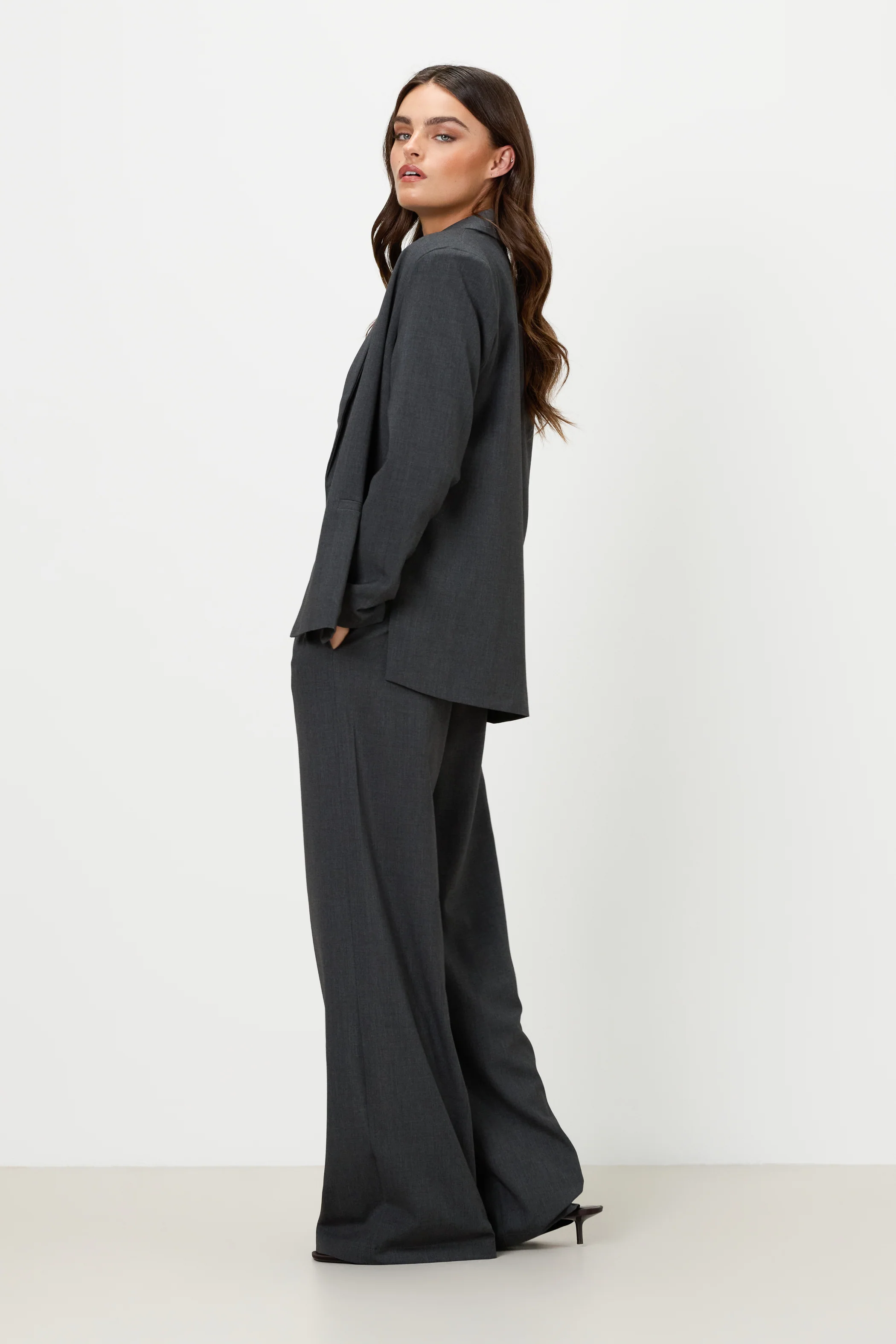 Neve Drawstring Trousers | Dark Grey Melange - Image 4
