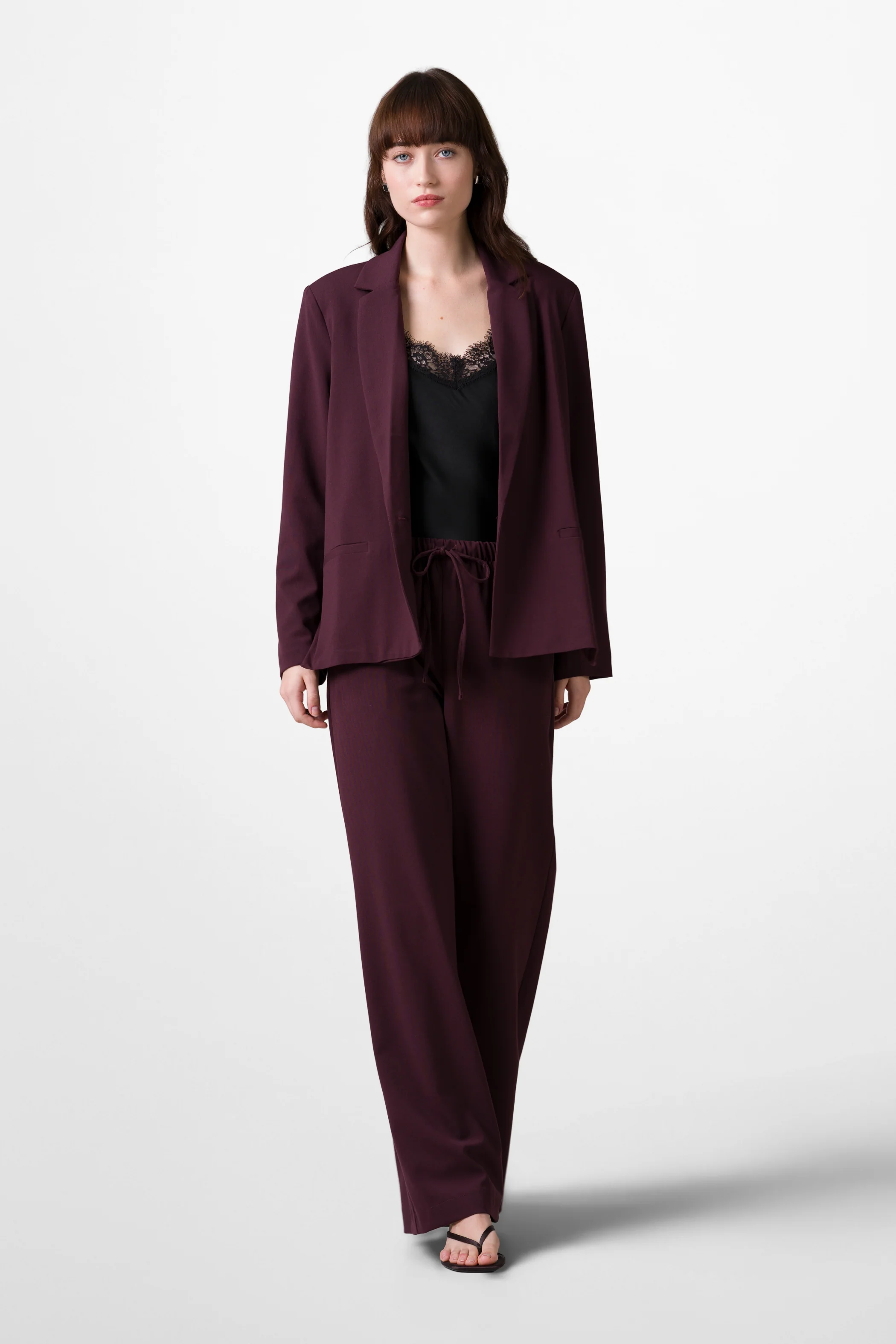 Neve Drawstring Trousers | Burgundy - Image 3