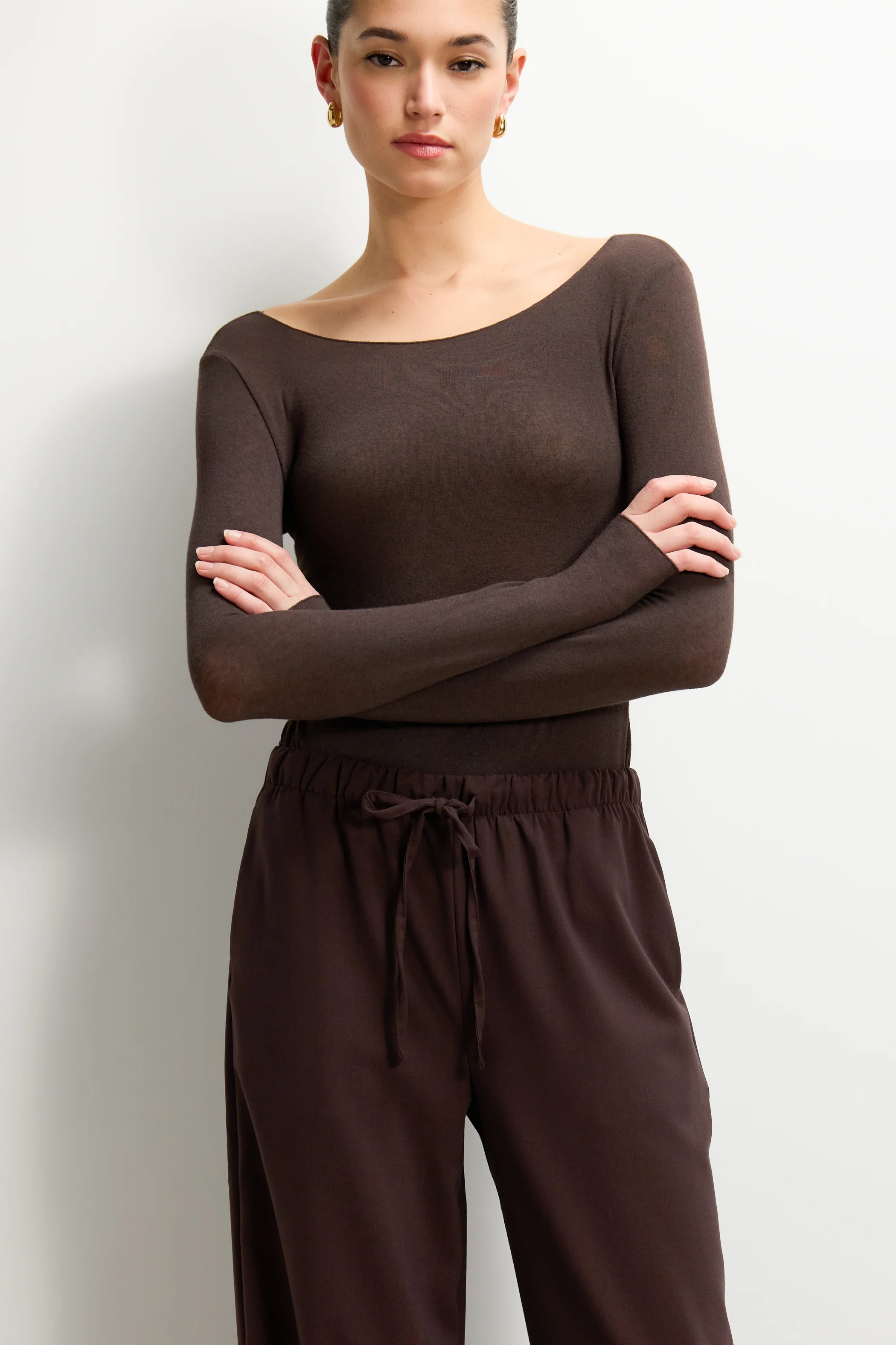 Neve Drawstring Trousers | Espresso Brown - Image 2