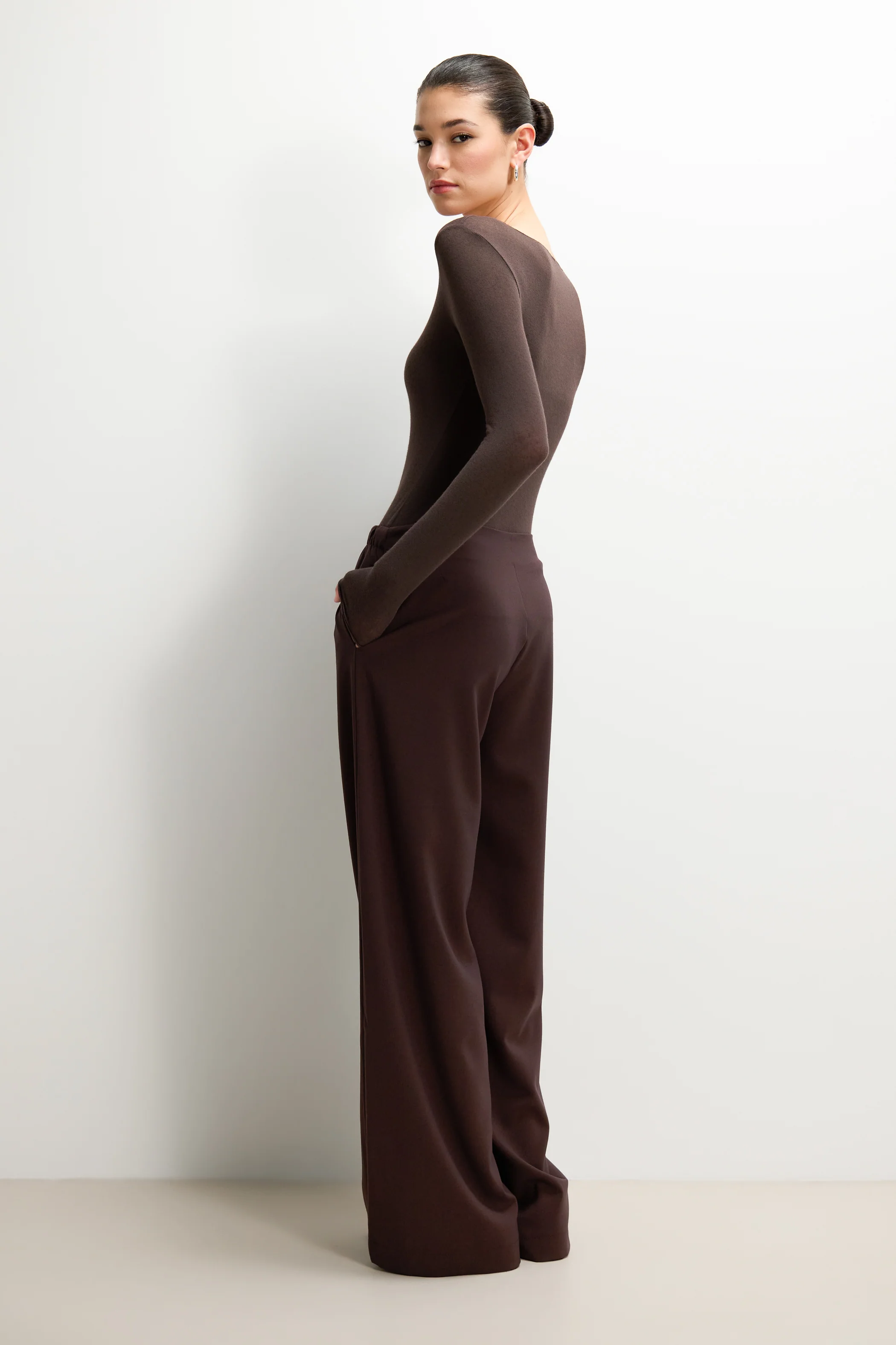 Neve Drawstring Trousers | Espresso Brown - Image 3