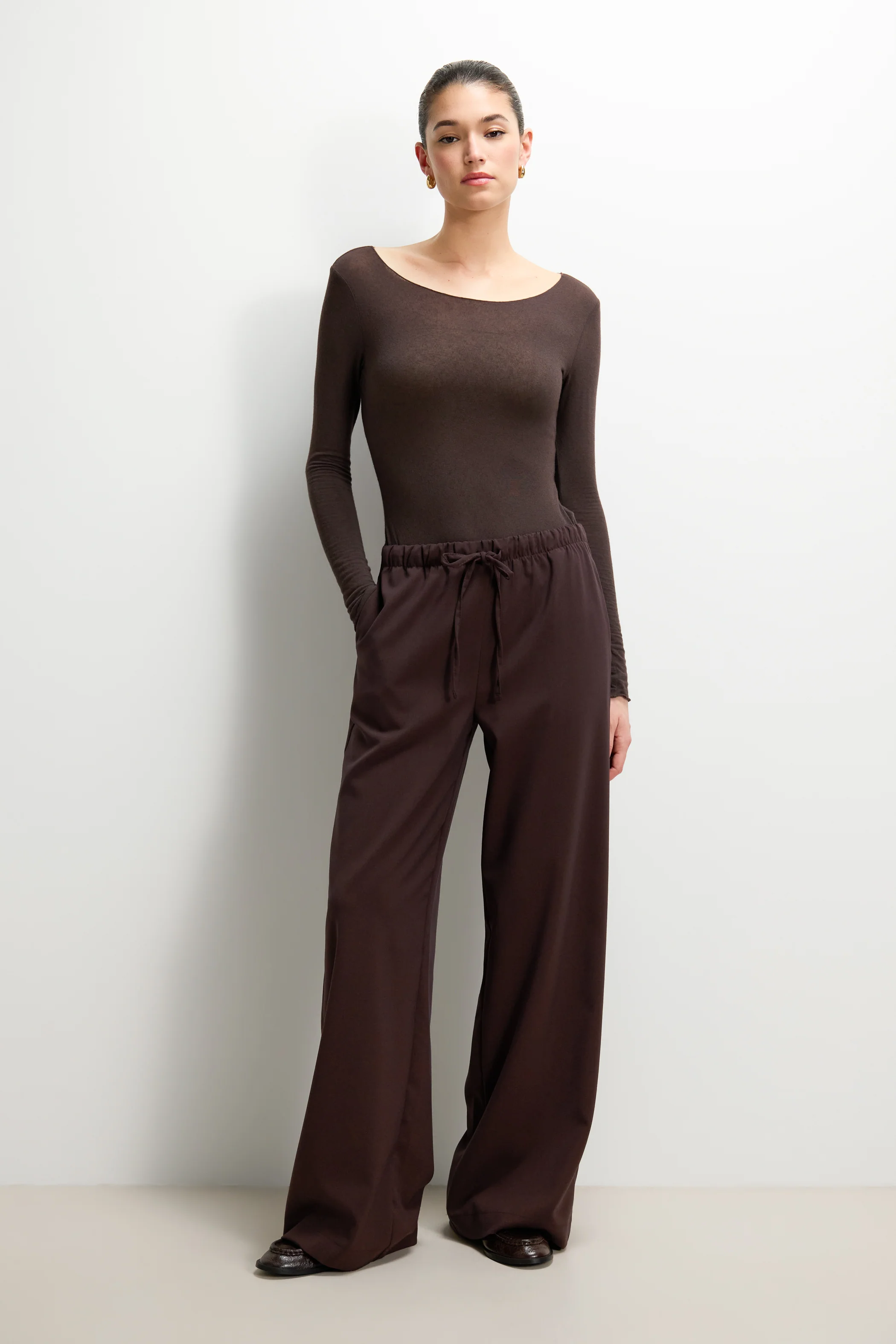 Neve Drawstring Trousers | Espresso Brown - Image 4
