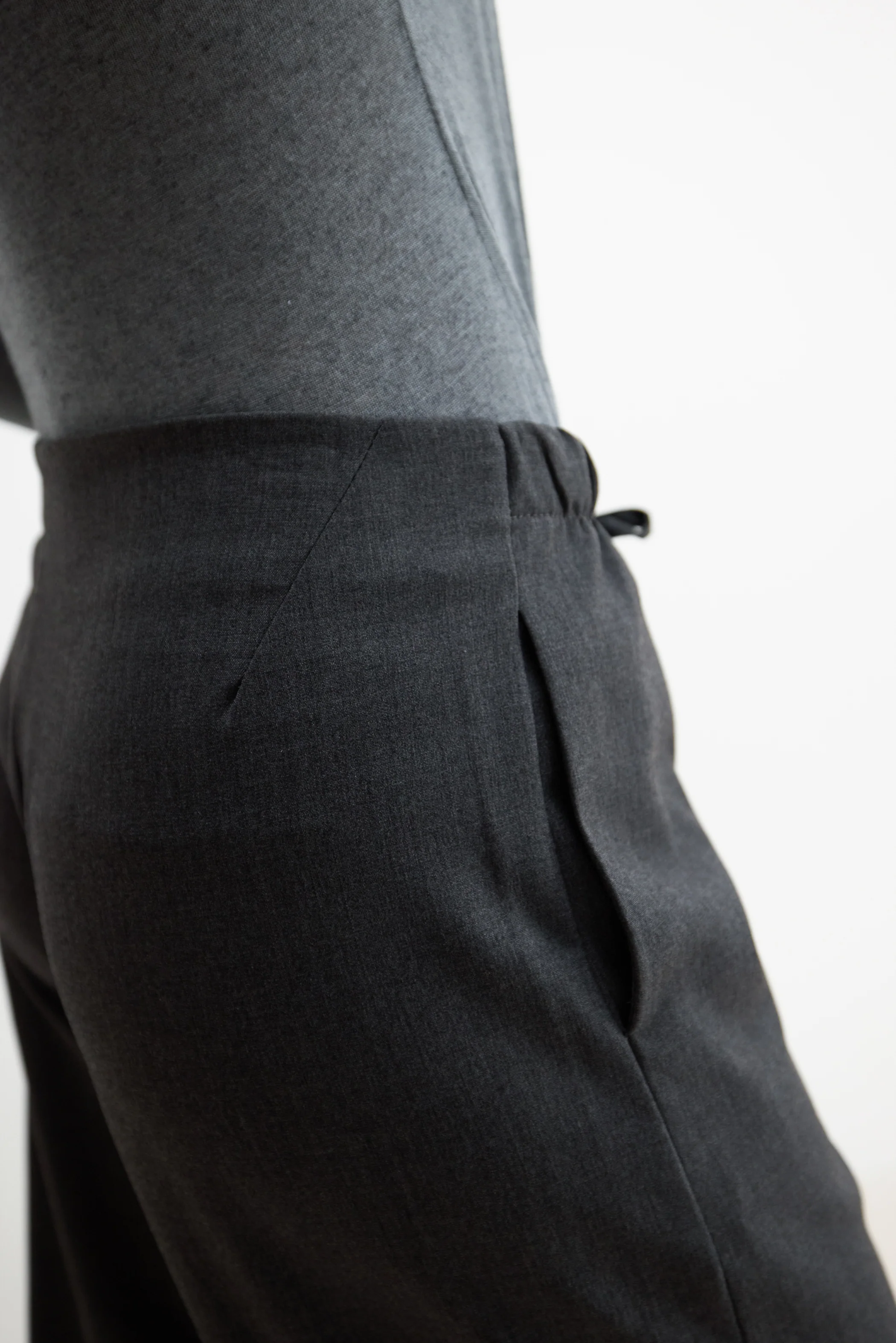 Neve Drawstring Trousers | Dark Grey Melange - Image 3