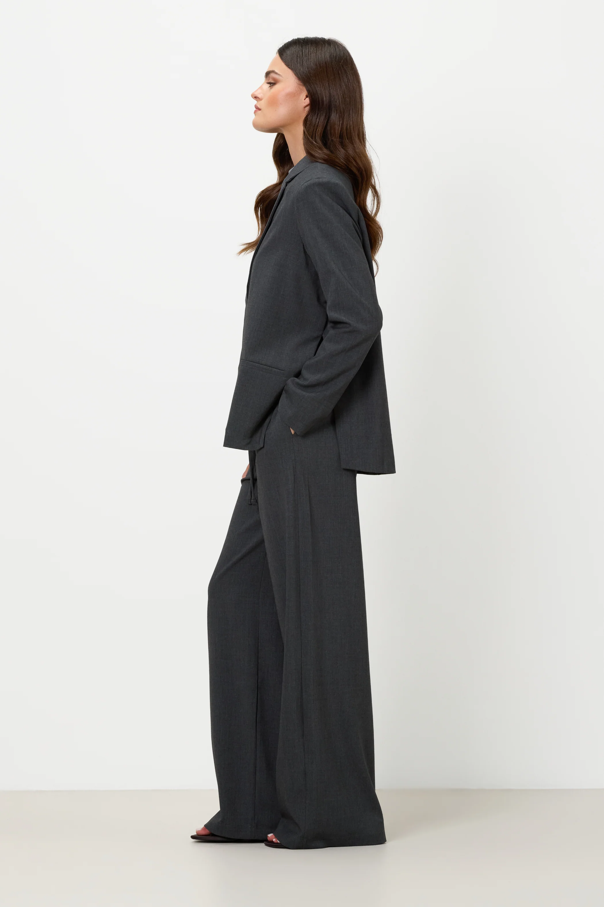 Neve Drawstring Trousers | Dark Grey Melange - Image 5