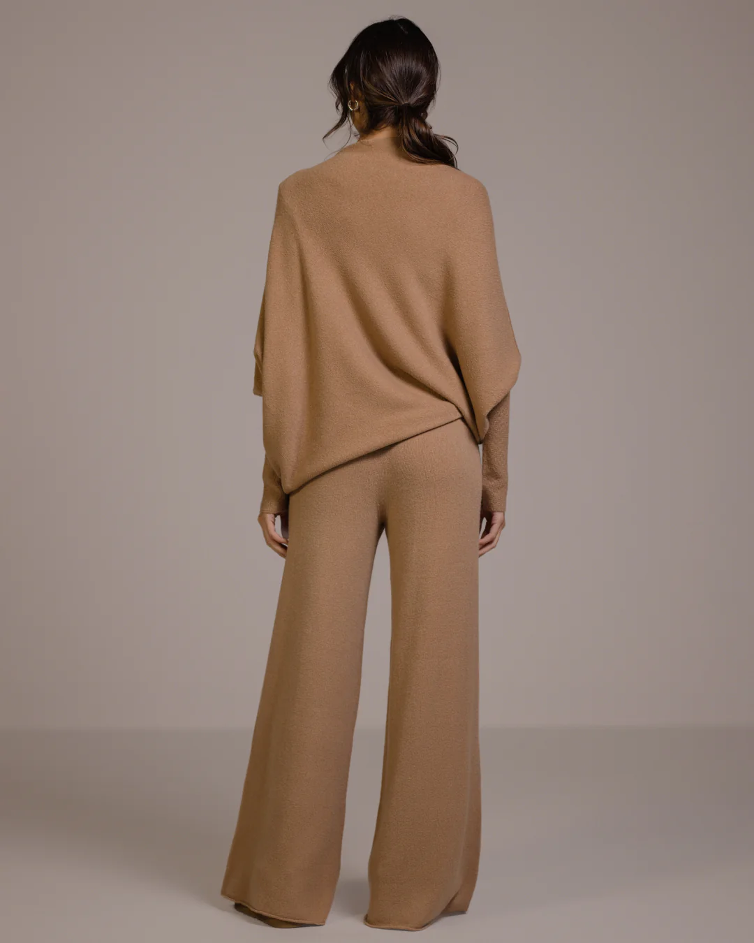 Asymmetric Draped | Camel | Seamless Knit - Image 2