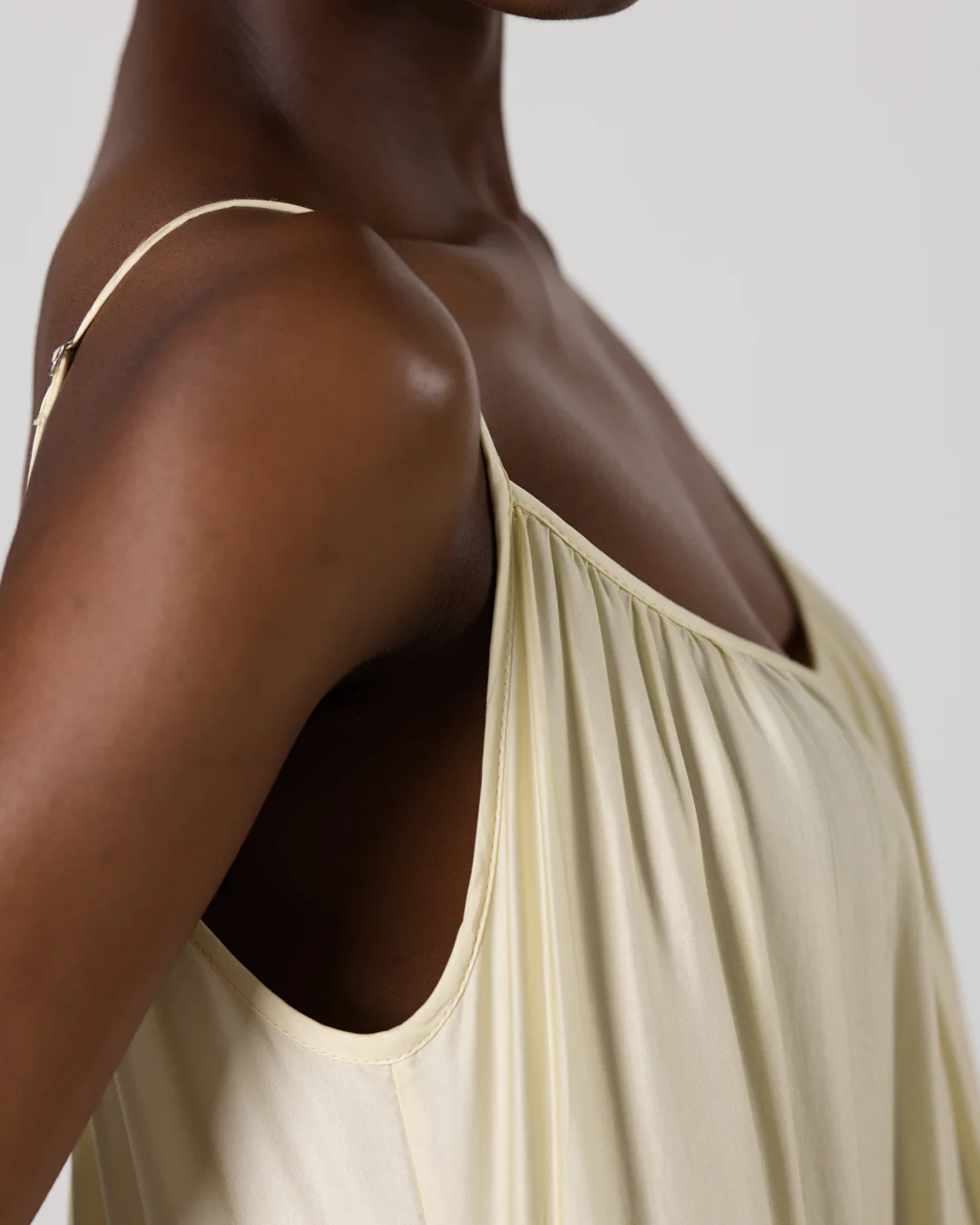 Noelle Strappy Tiered Satin Maxi Dress | Butter Yellow - Image 8