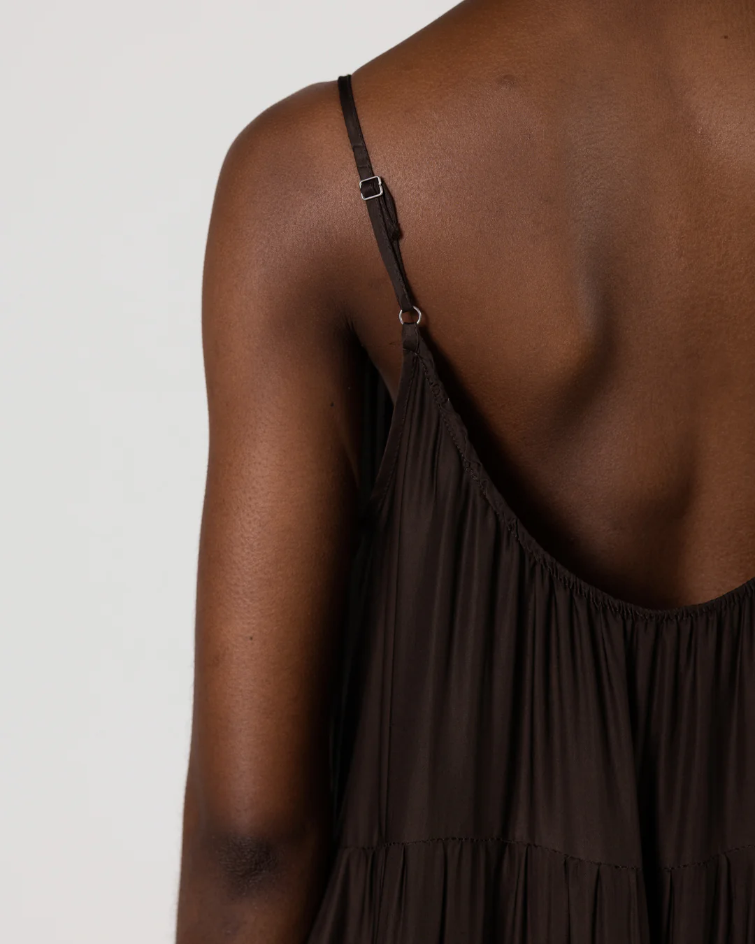 Noelle Strappy Tiered Satin Maxi Dress | Cocoa Soleil - Image 7
