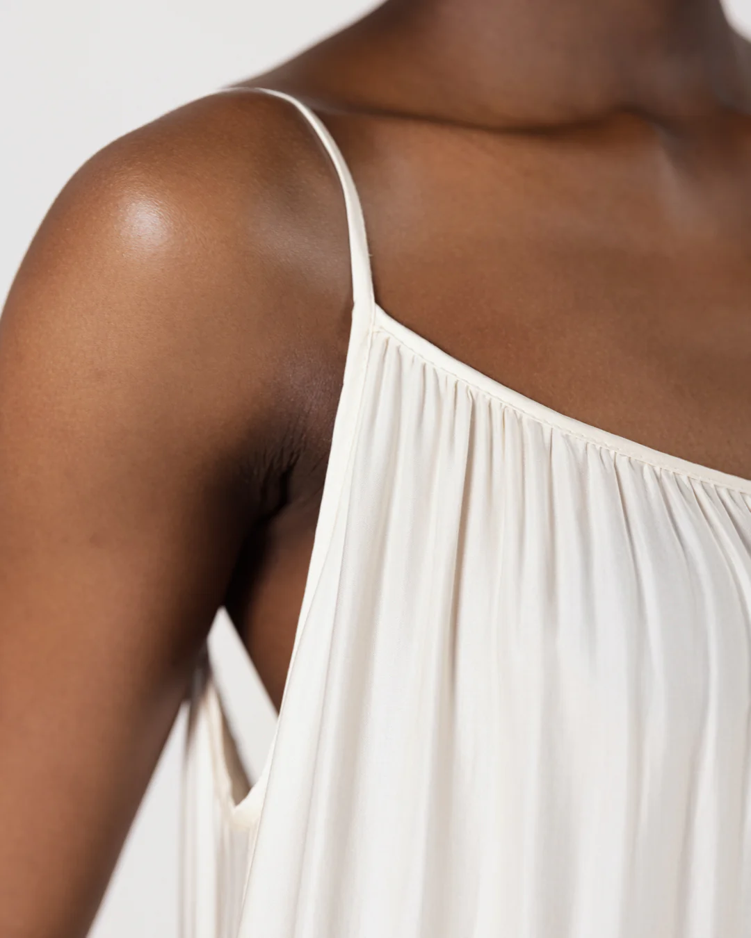 Noelle Strappy Tiered Satin Maxi Dress | Ivory - Image 8