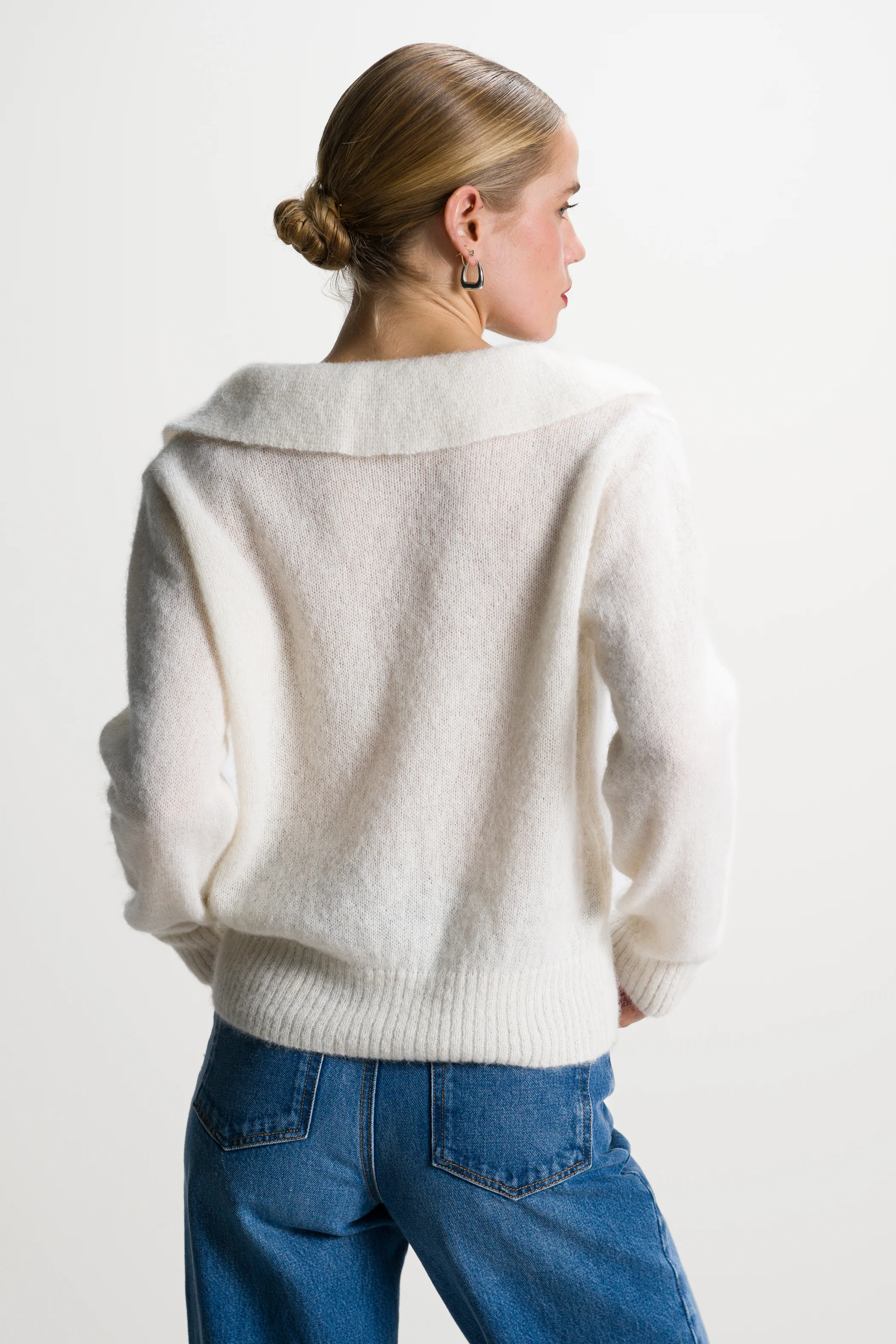 Noor Open Neck Sweater | Ivory | Alpaca Blend - Image 3