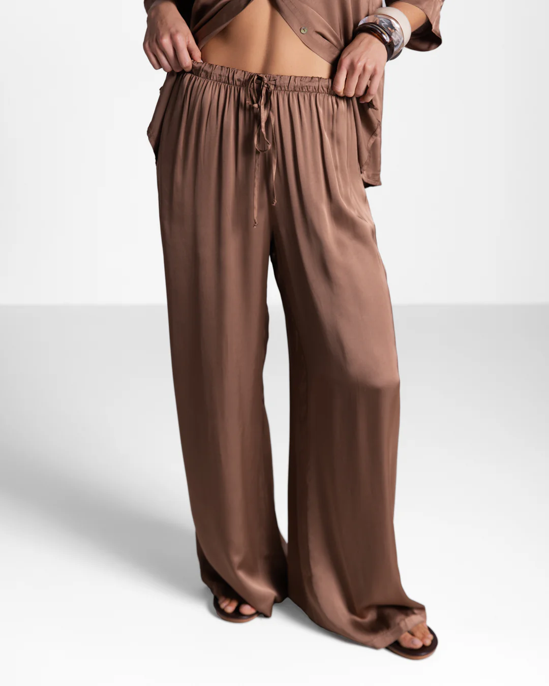 Nora Drawstring Satin Pants | Maple - Image 4