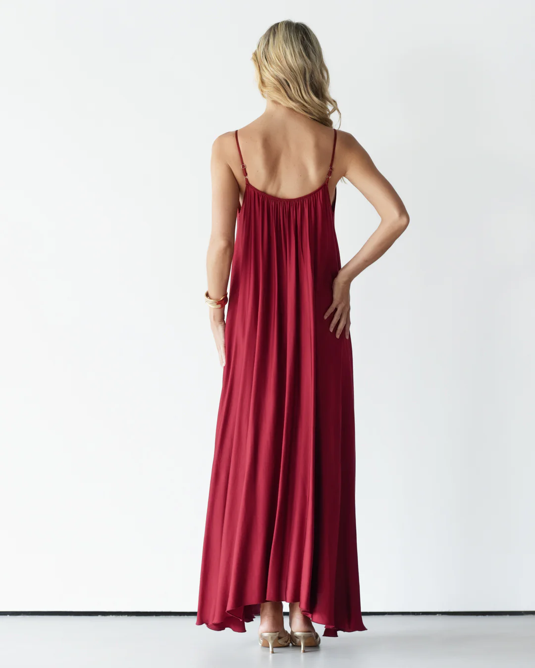 Nyra Slip Satin Maxi Dress | Deep Red - Image 3