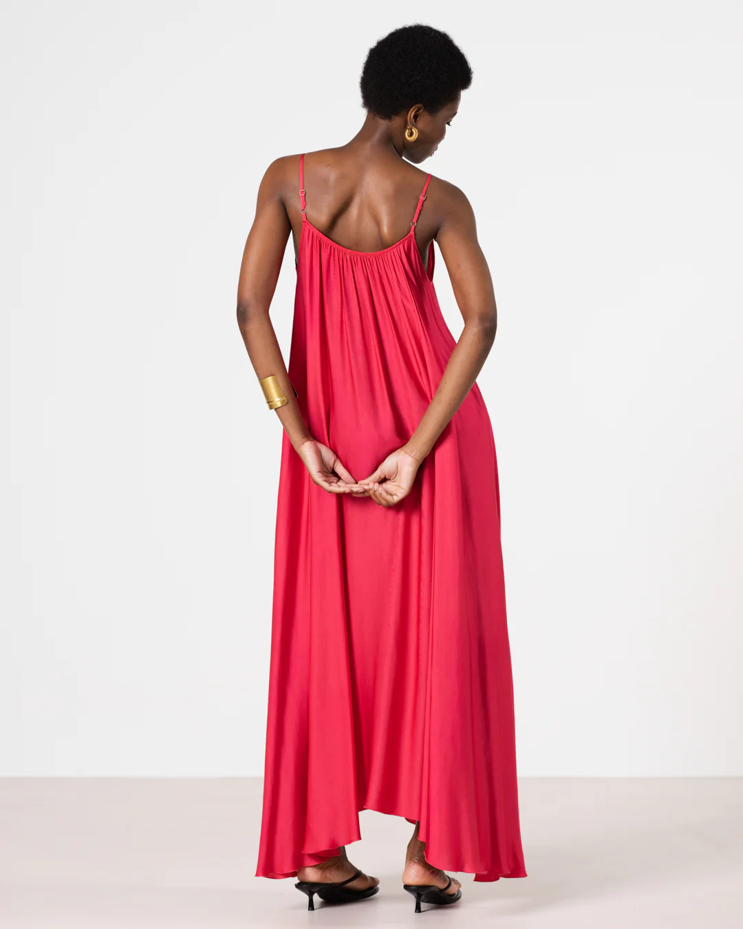 Nyra Slip Satin Maxi Dress | Raspberry - Image 2