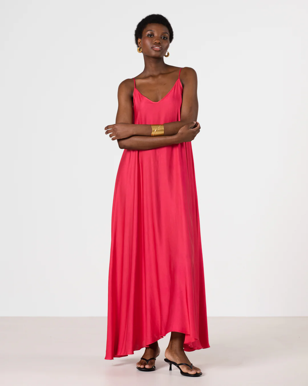 Nyra Slip Satin Maxi Dress | Raspberry - Image 6