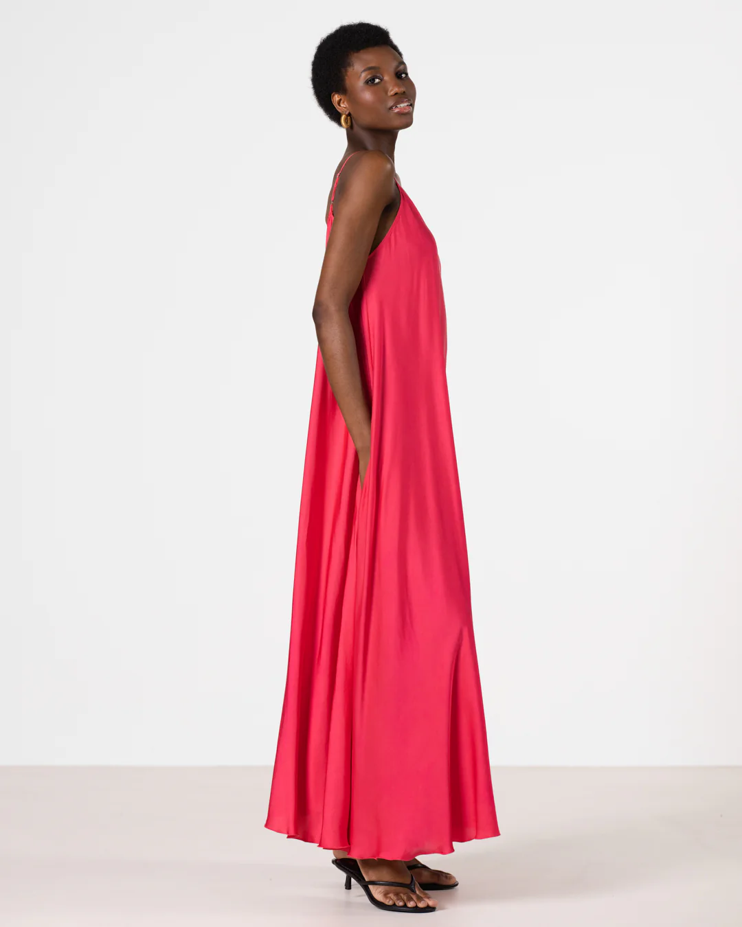 Nyra Slip Satin Maxi Dress | Raspberry - Image 7