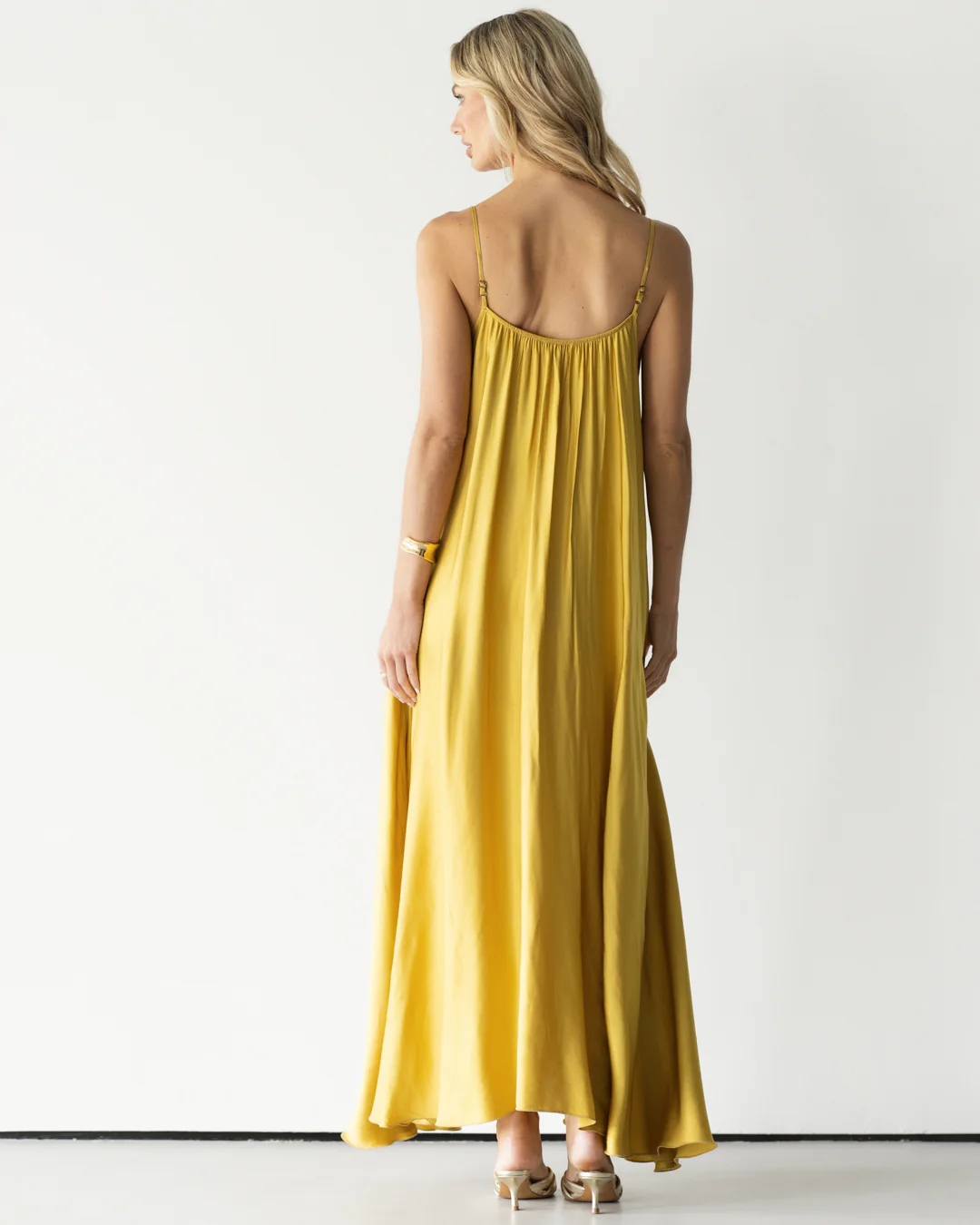 Nyra Slip Satin Maxi Dress | Sunshine Yellow - Image 2