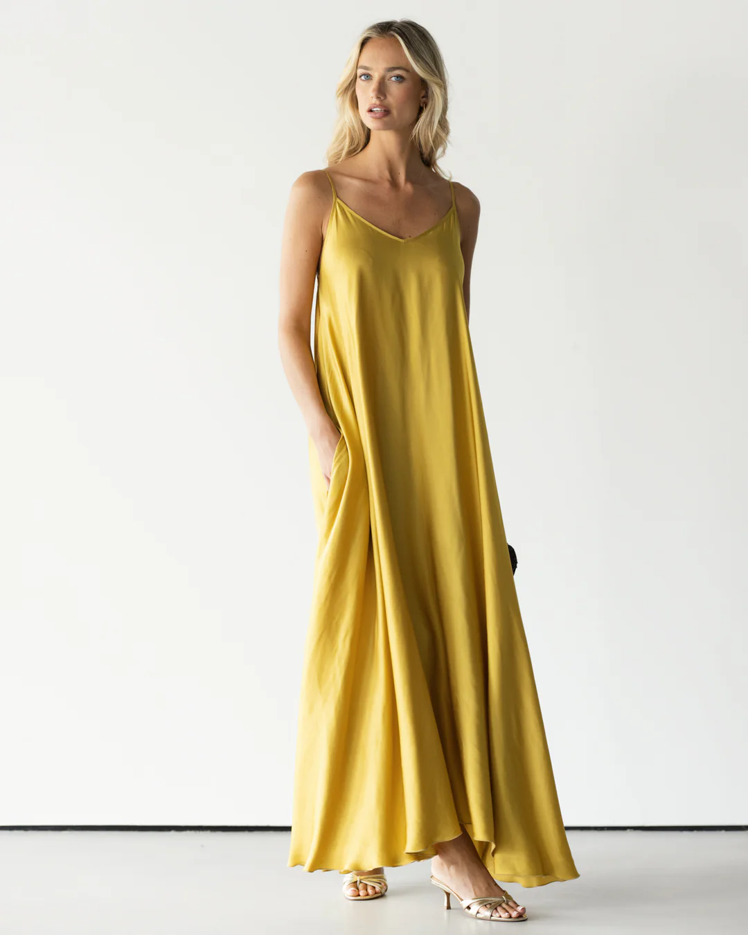 Nyra Slip Satin Maxi Dress | Sunshine Yellow - Image 4