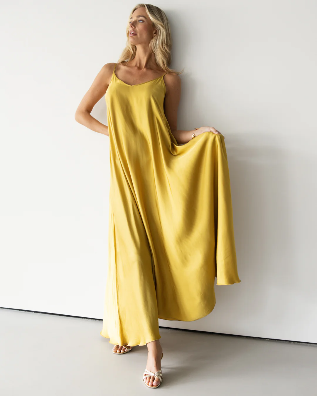 Nyra Slip Satin Maxi Dress | Sunshine Yellow - Image 6
