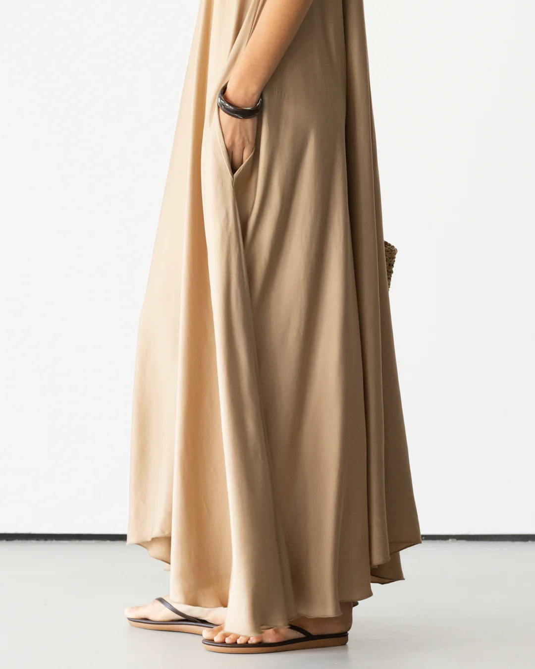 Nyra Slip Satin Maxi Dress | Taupe - Image 4