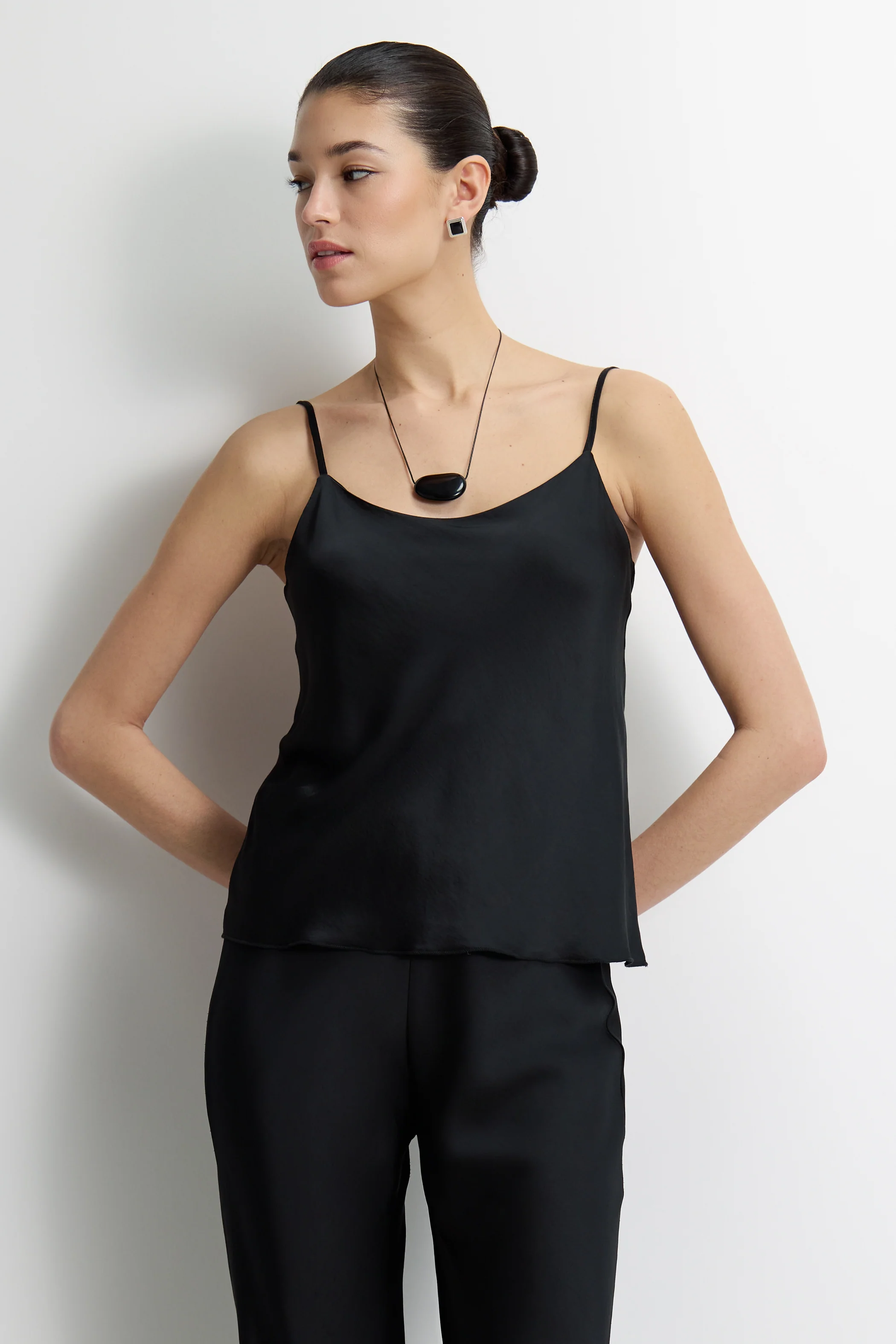 Odette Satin Vest | Black