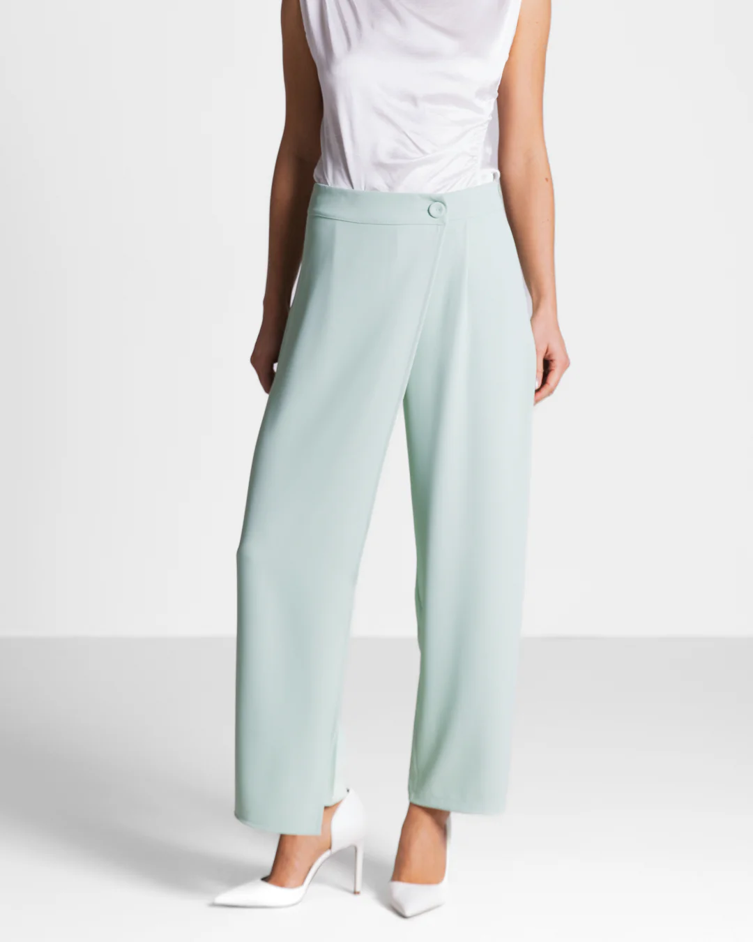 Ophelia Asymmetric Wrap Trousers | Mint - Image 2