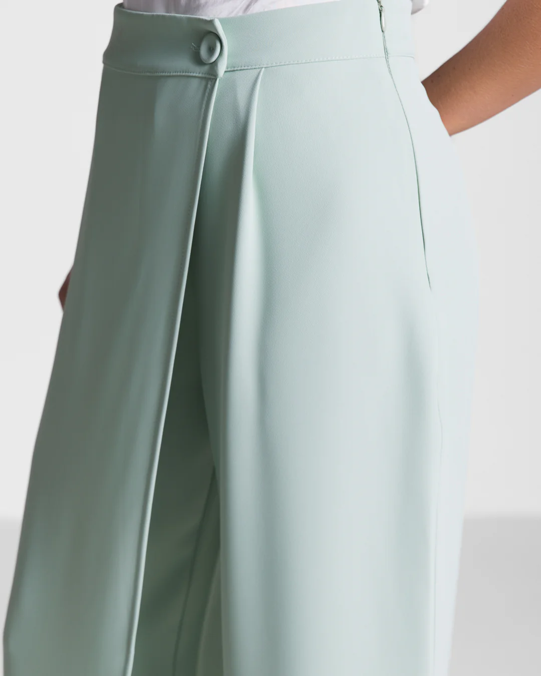 Ophelia Asymmetric Wrap Trousers | Mint - Image 3
