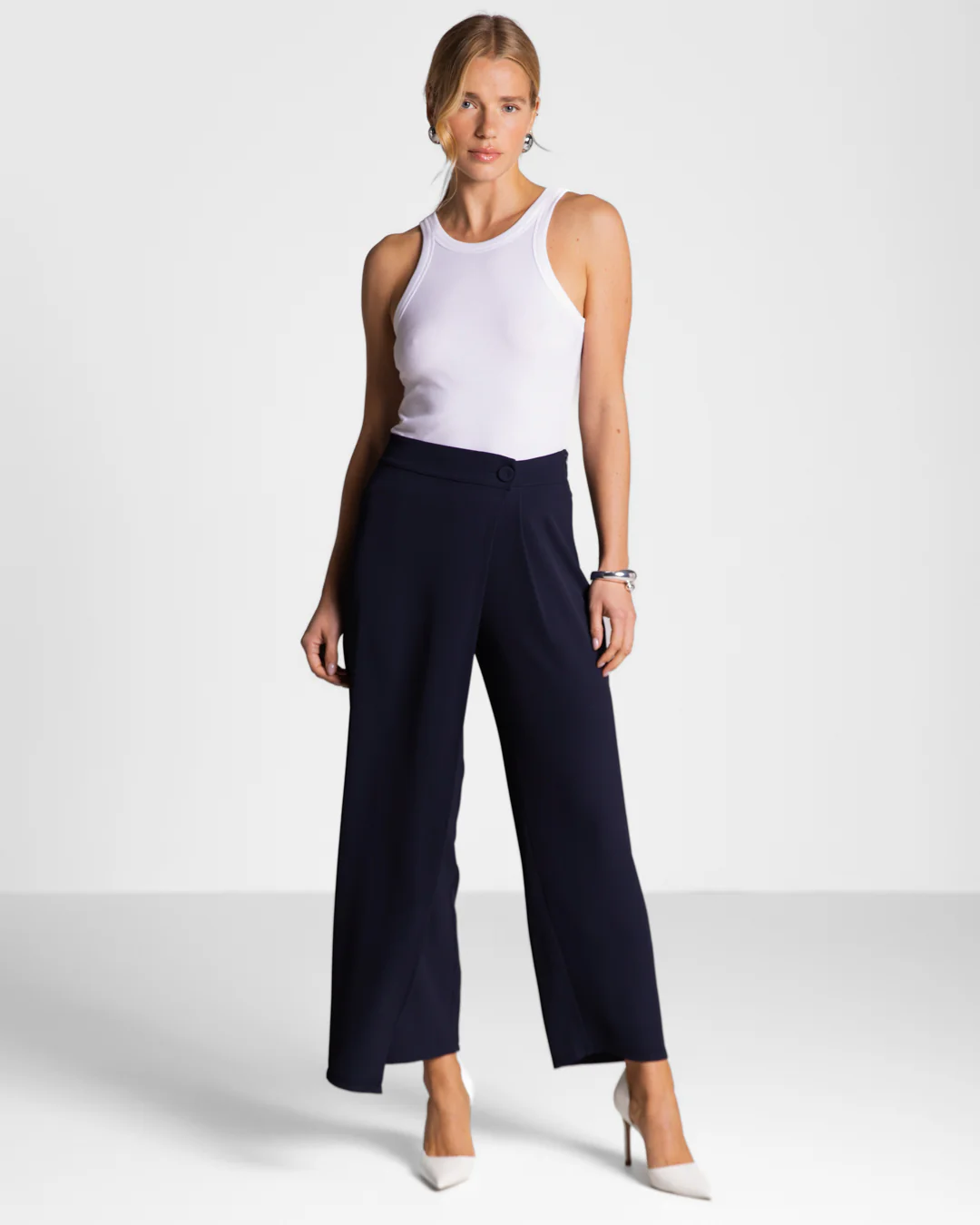 Ophelia Asymmetric Wrap Trousers | Navy