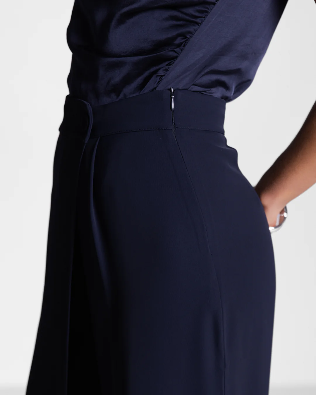 Ophelia Asymmetric Wrap Trousers | Navy - Image 2