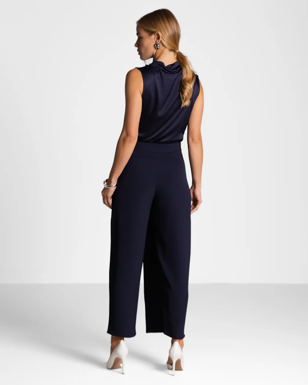 Ophelia Asymmetric Wrap Trousers | Navy - Image 4