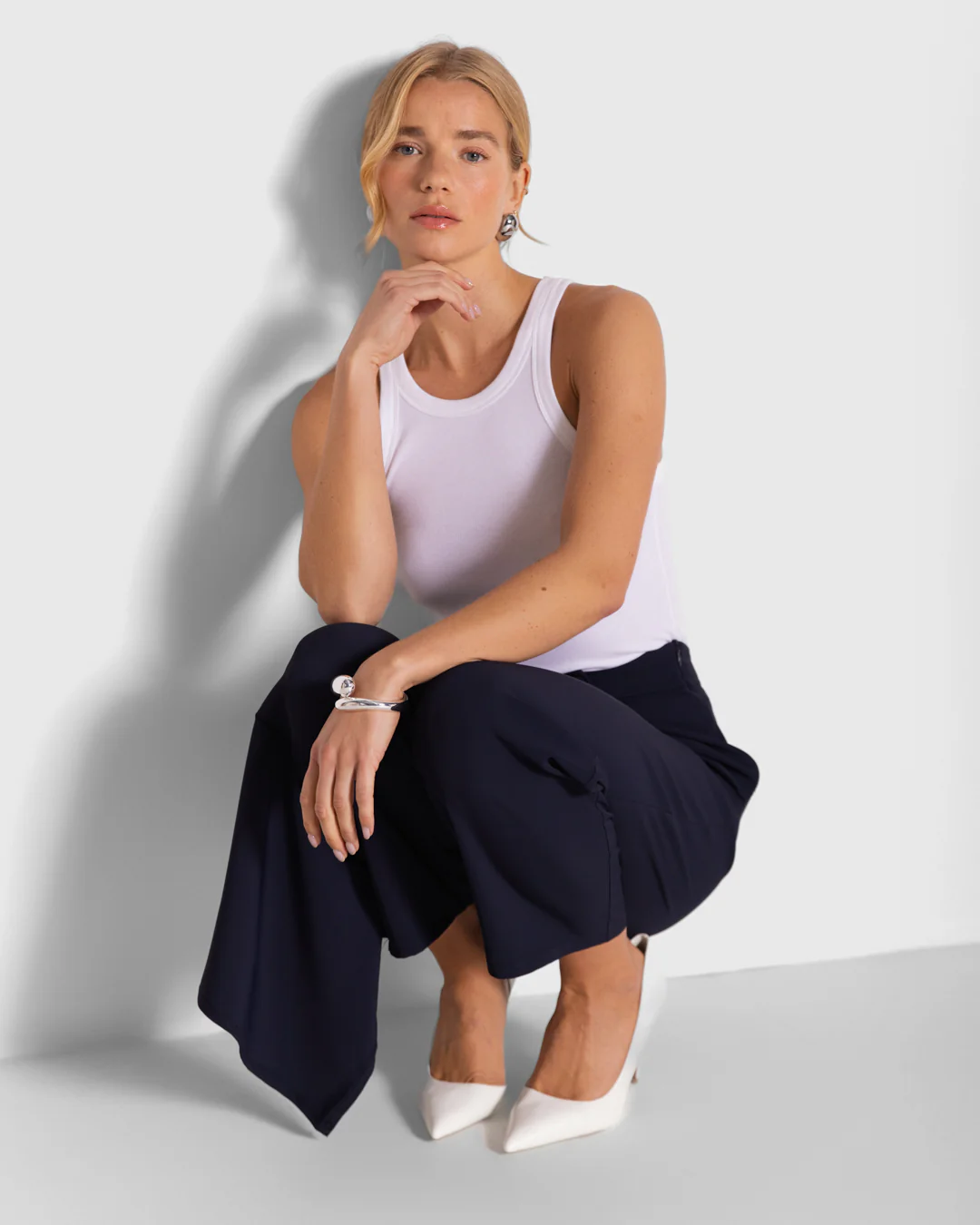 Ophelia Asymmetric Wrap Trousers | Navy - Image 5