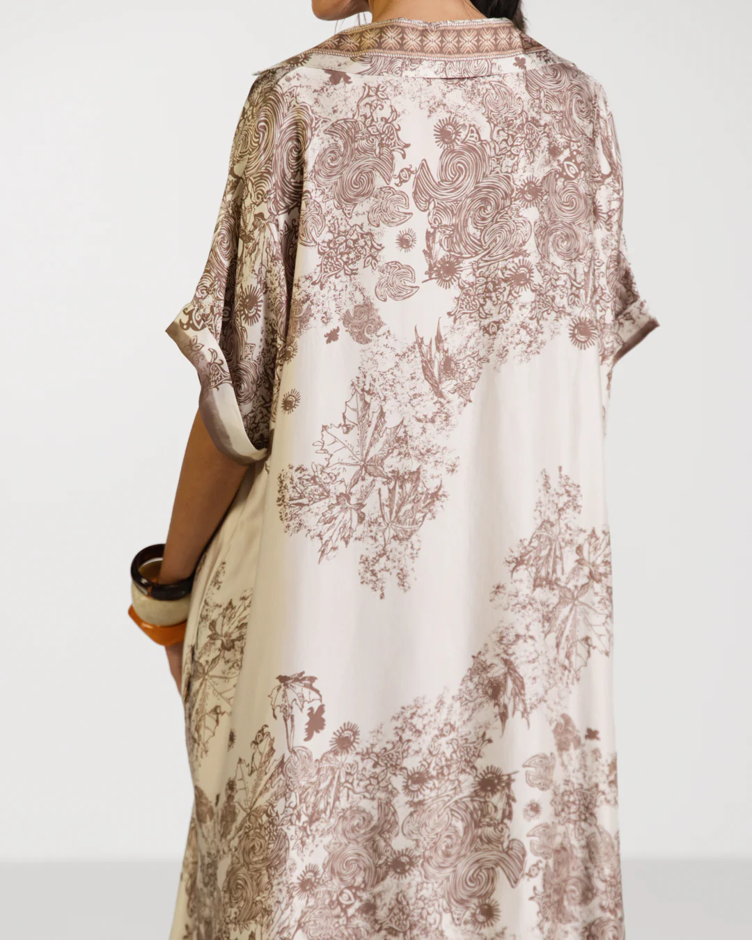 Ottilie Silk Kaftan Dress | Beige - Image 4