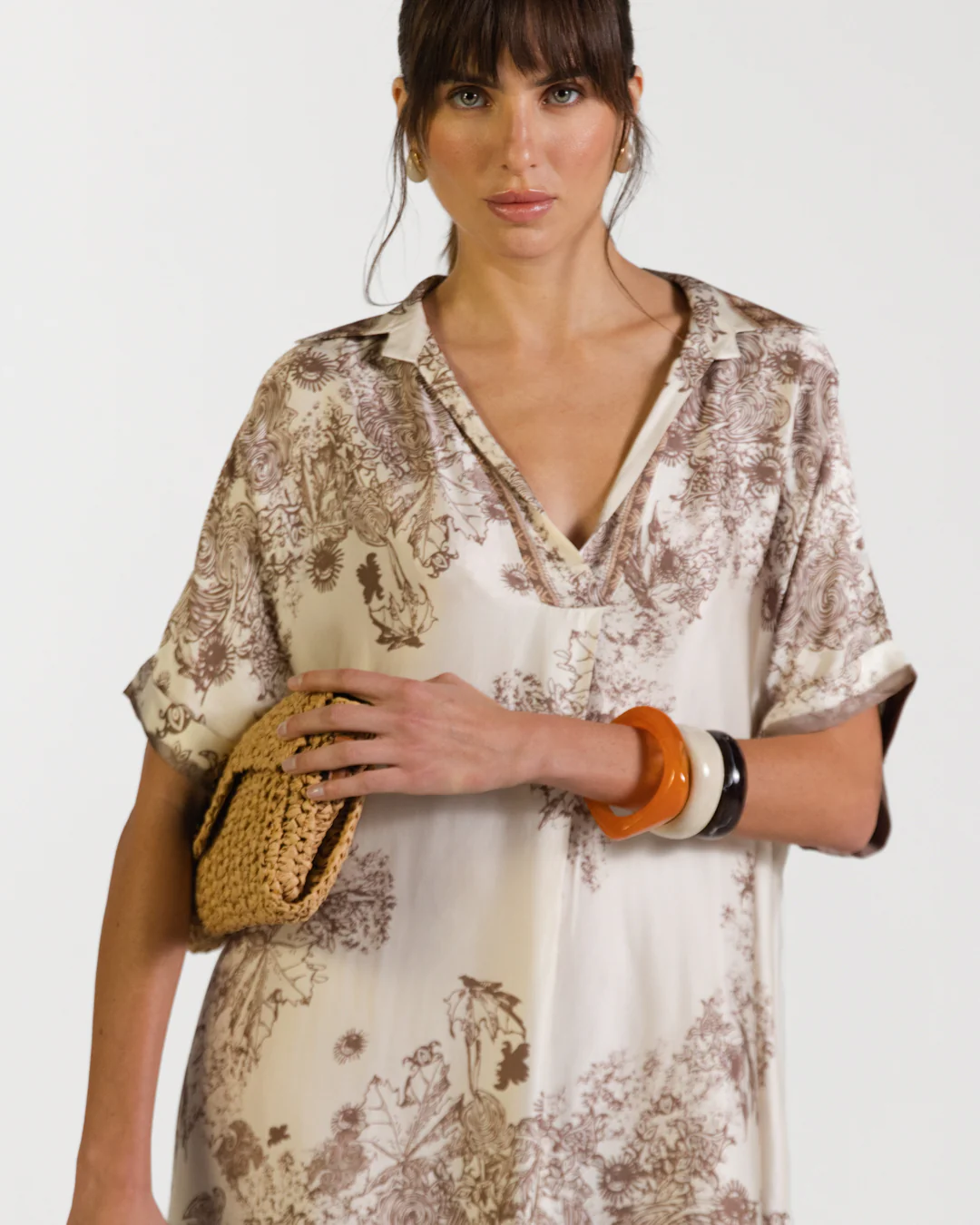 Ottilie Silk Kaftan Dress | Beige - Image 6