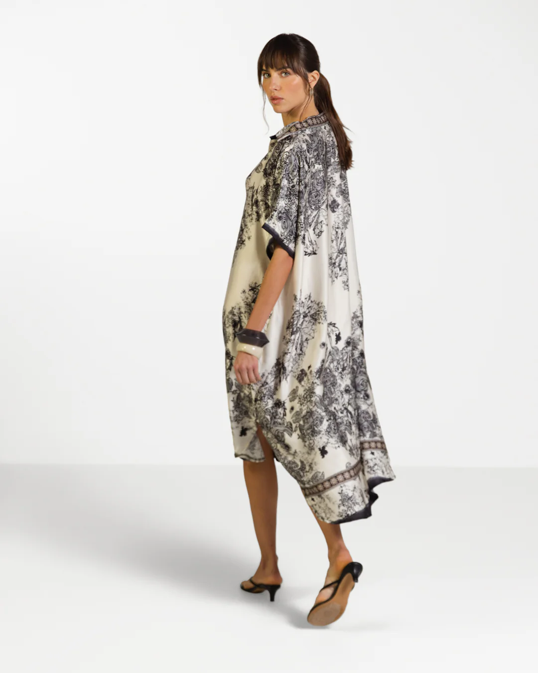 Ottilie Silk Kaftan Dress | Black - Image 3