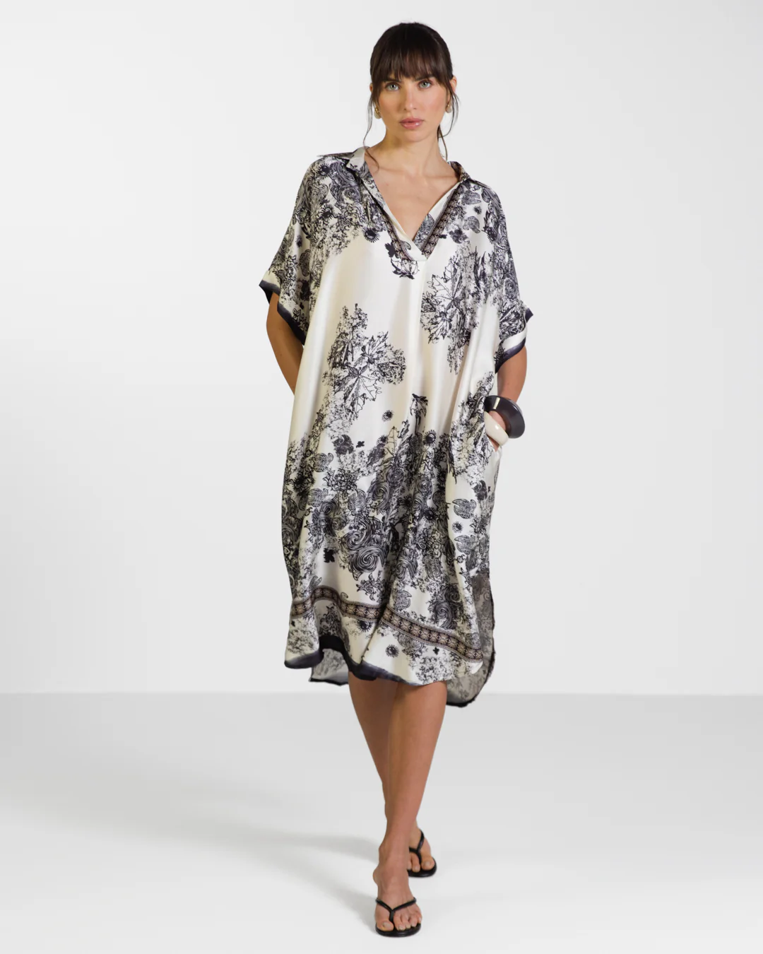 Ottilie Silk Kaftan Dress | Black - Image 4