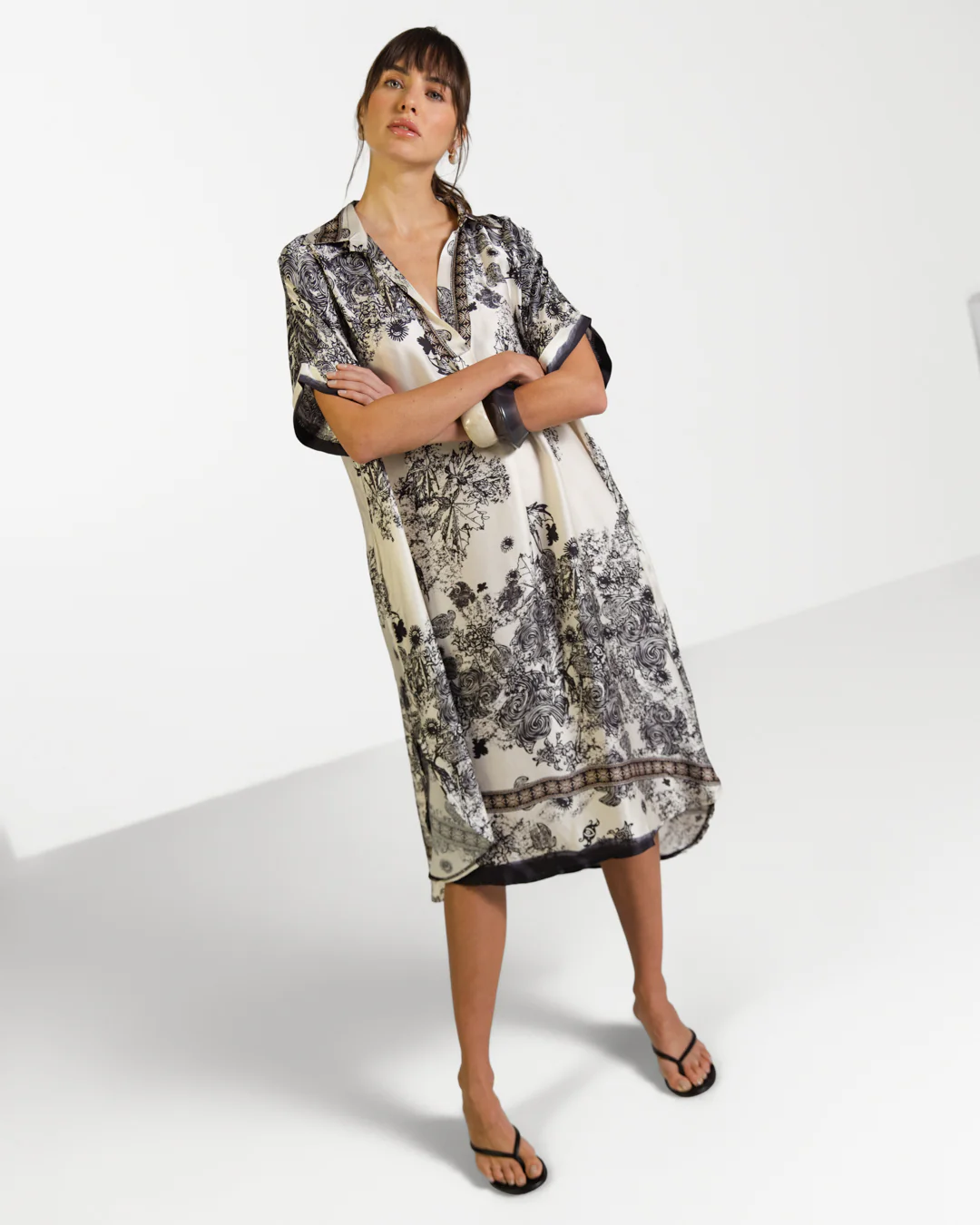 Ottilie Silk Kaftan Dress | Black - Image 6