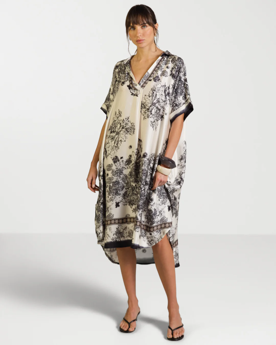 Ottilie Silk Kaftan Dress | Black - Image 7