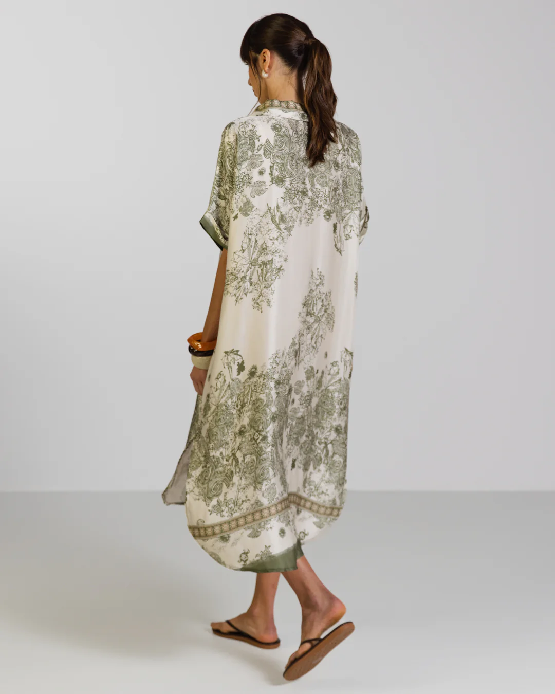 Ottilie Silk Kaftan Dress | Khaki - Image 4