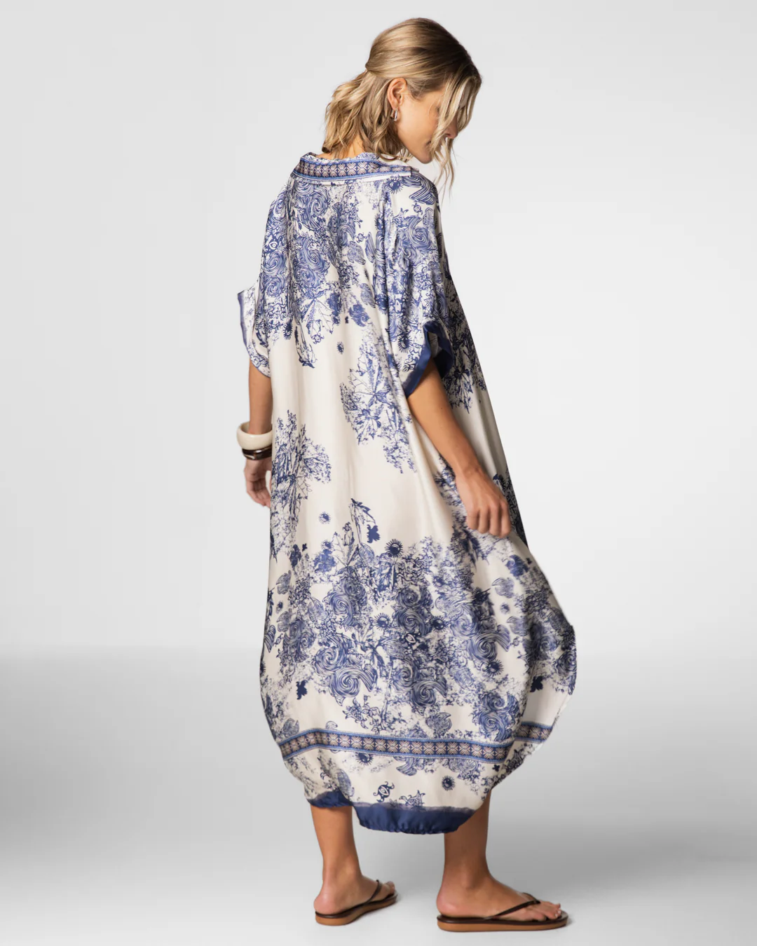 Ottilie Silk Kaftan Dress | Navy - Image 3
