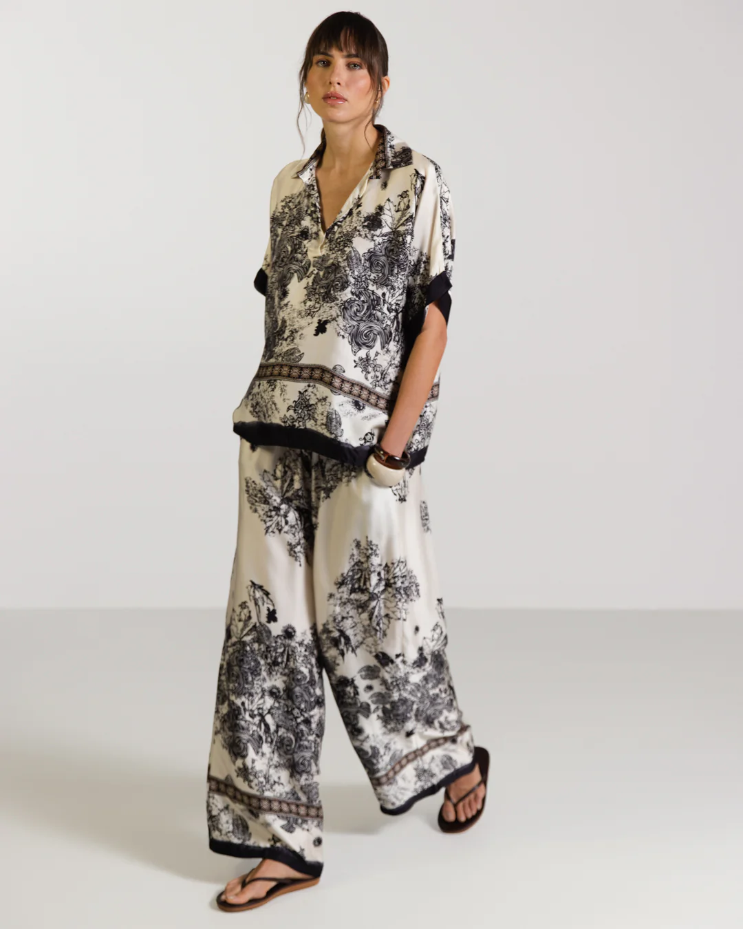 Ottilie Elastic Waist Silk Trousers | Black - Image 4