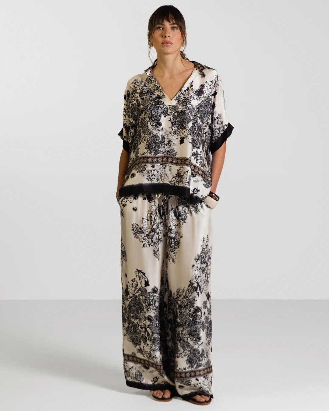 Ottilie Elastic Waist Silk Trousers | Black - Image 6