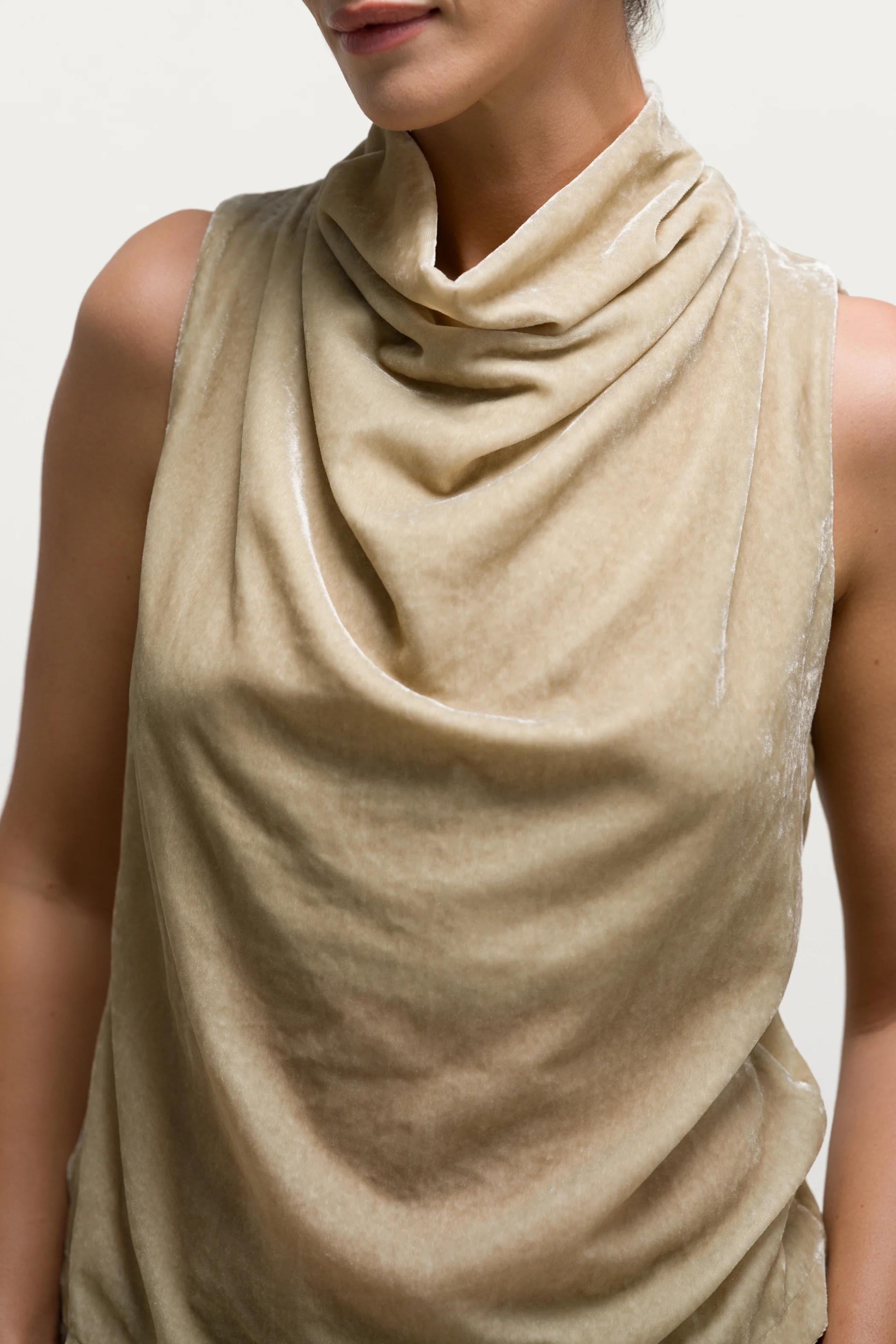 Piper Velvet Draped Sleeveless Top | Honey - Image 5